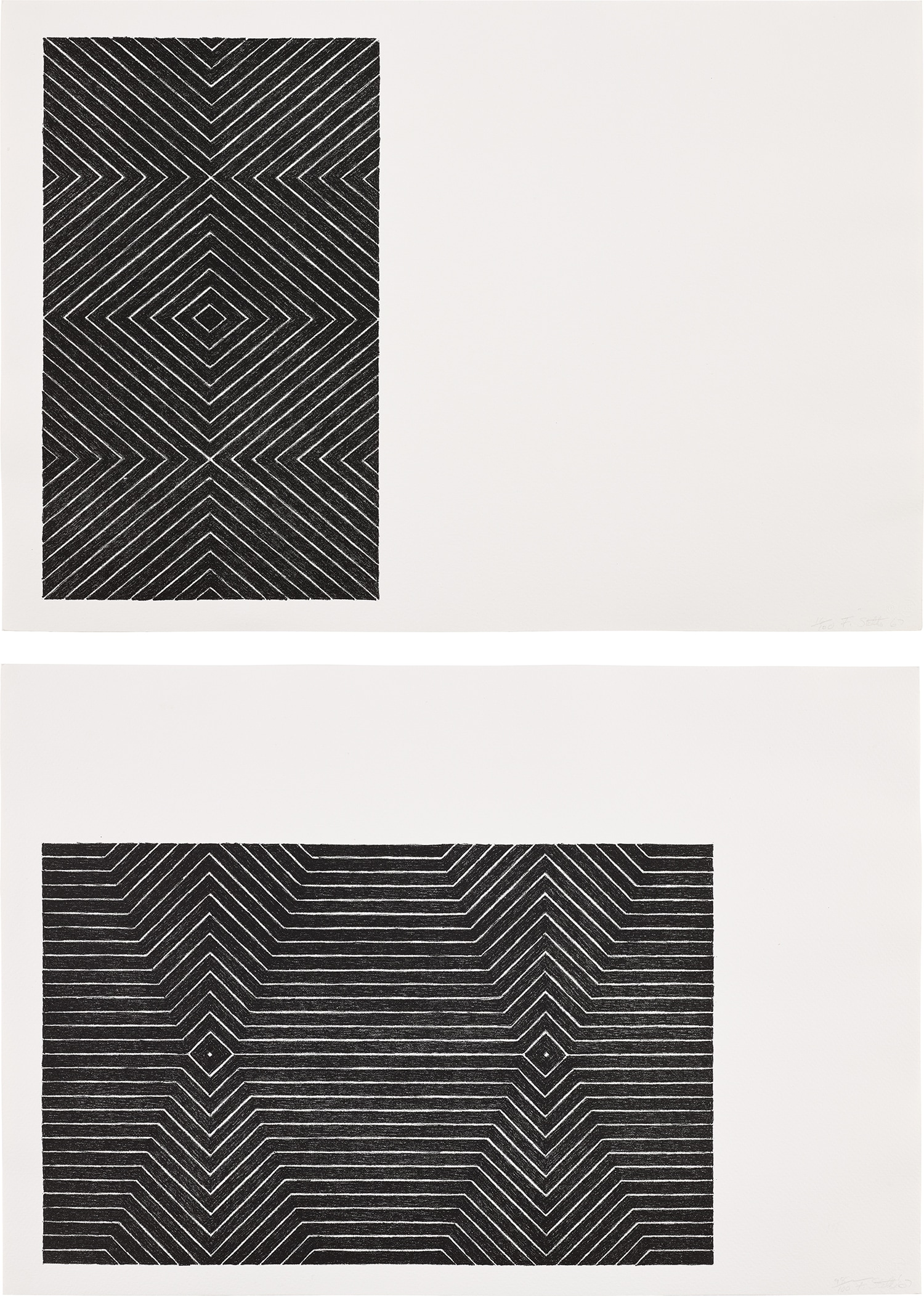 Frank Stella — Gezira; and Gavotte, from Black Series II (G. 67 & 72, A. 14 & 19)