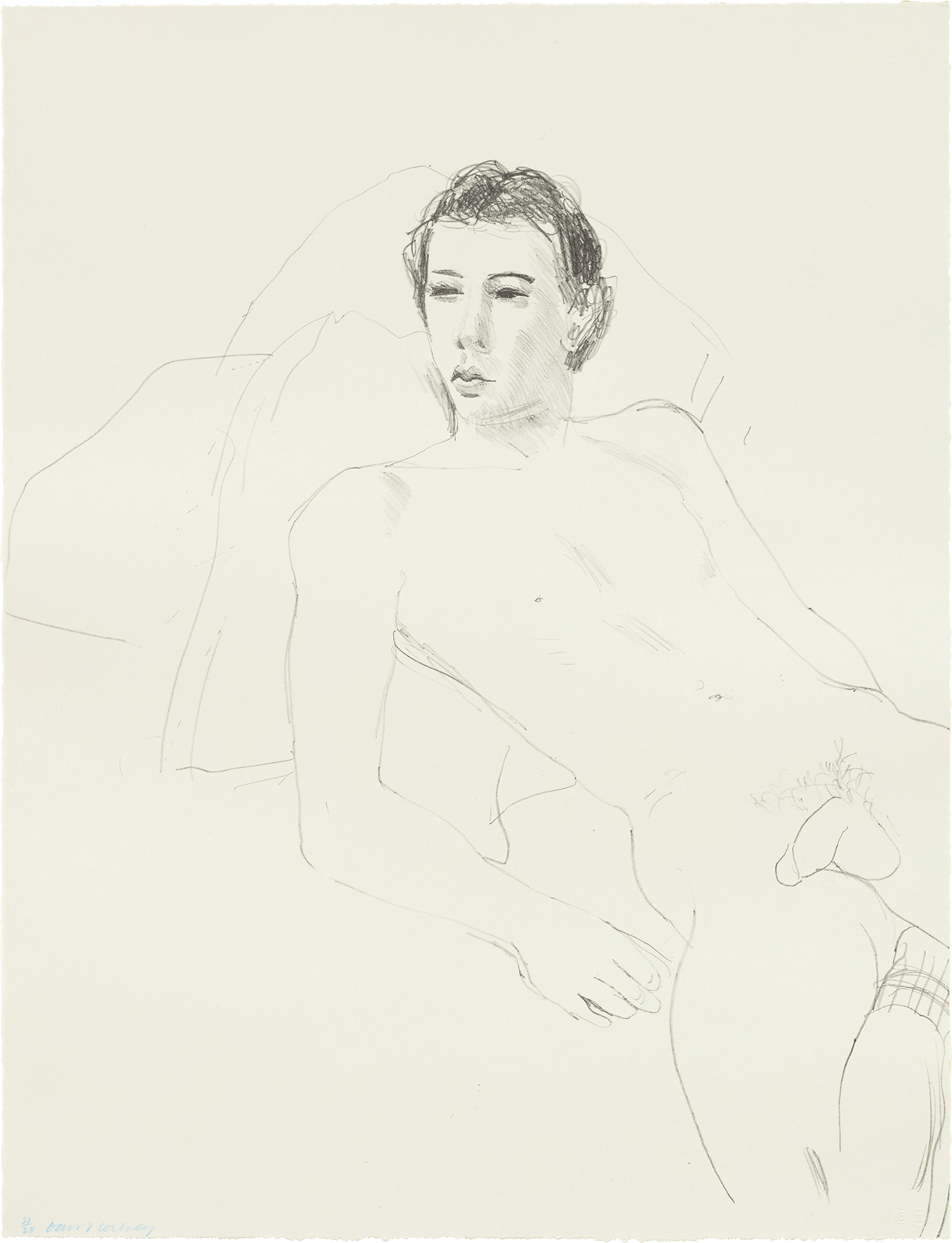 David Hockney — Gregory Reclining, from Friends (G. 772, M.C.A.T. 198)