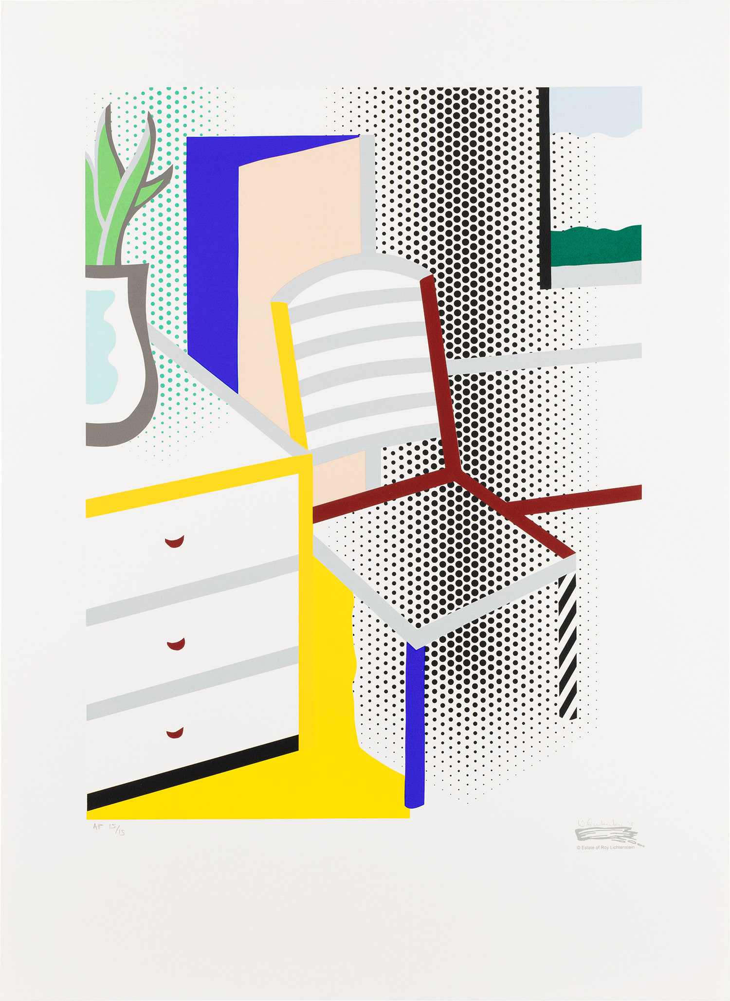 Roy Lichtenstein — Interior with Chair, from the Leo Castelli 90th Birthday portfolio (C. 309)