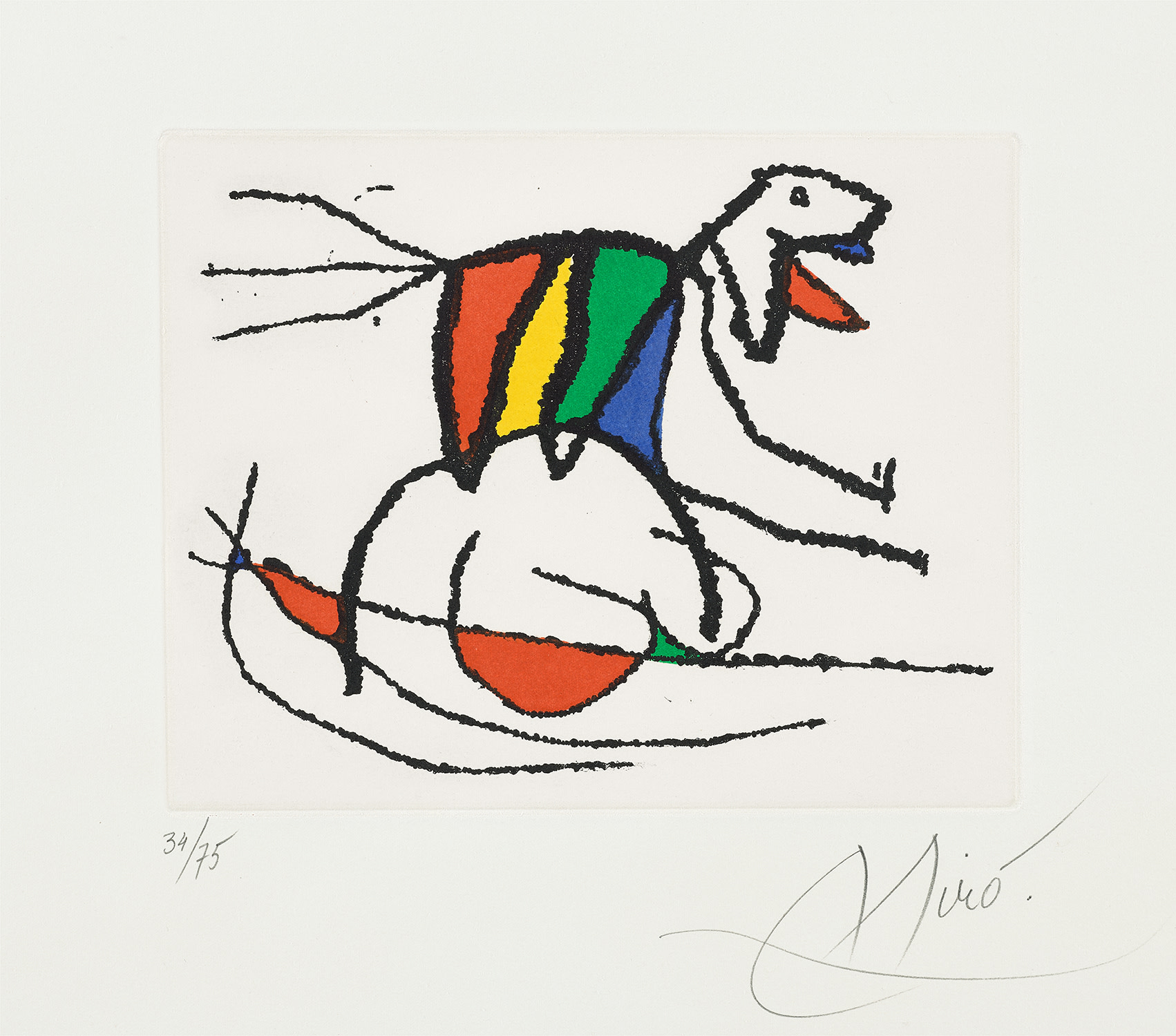 Joan Miró — El Sobreviviente vista a los pájaros (The Survivor Visits the Birds): one plate (D. 561, see C. bks 157)