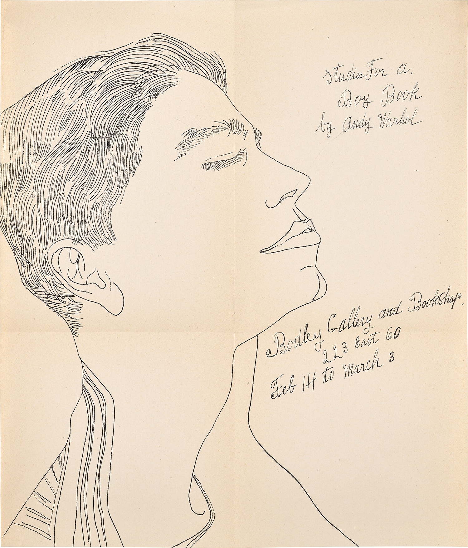 Andy Warhol — Studies for a Boy Book (Bodley Gallery Announcement)