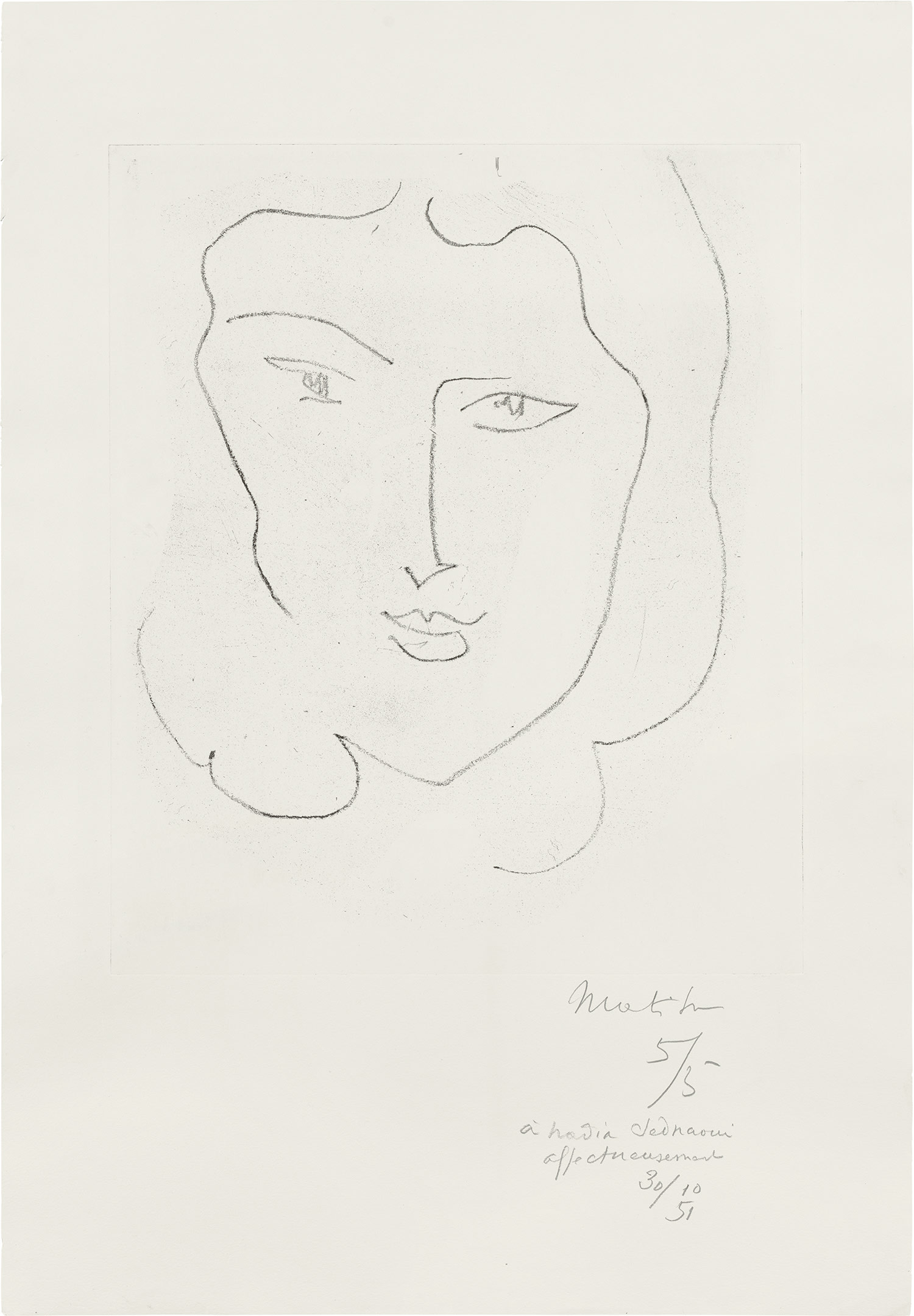 Henri Matisse — Jeune femme à la chevelure encadrant le visage (Young Woman with Hair Framing Her Face) (D. 312)