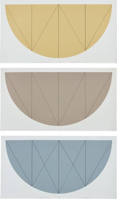 1/2 Manila Curved Area Series W; 1/2 Brown Curved Area Series V; and 1/2 Gray Curved Area Series X (S. & S. 1968.01-1968.03, S. 1-3)
