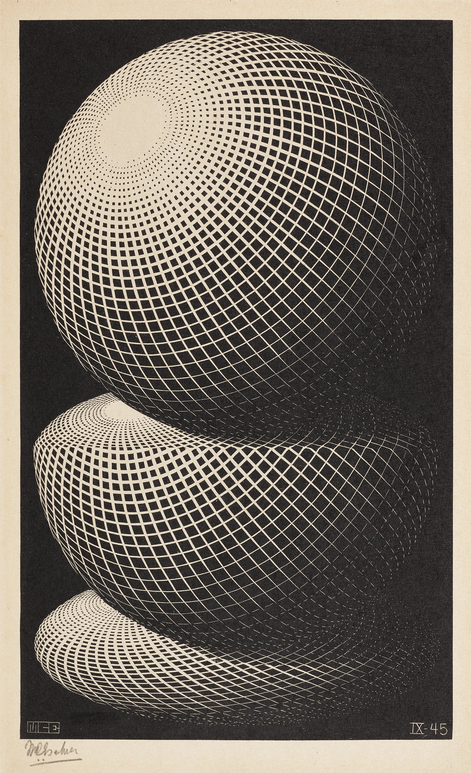M.C. Escher — Three Spheres I (B. 336)