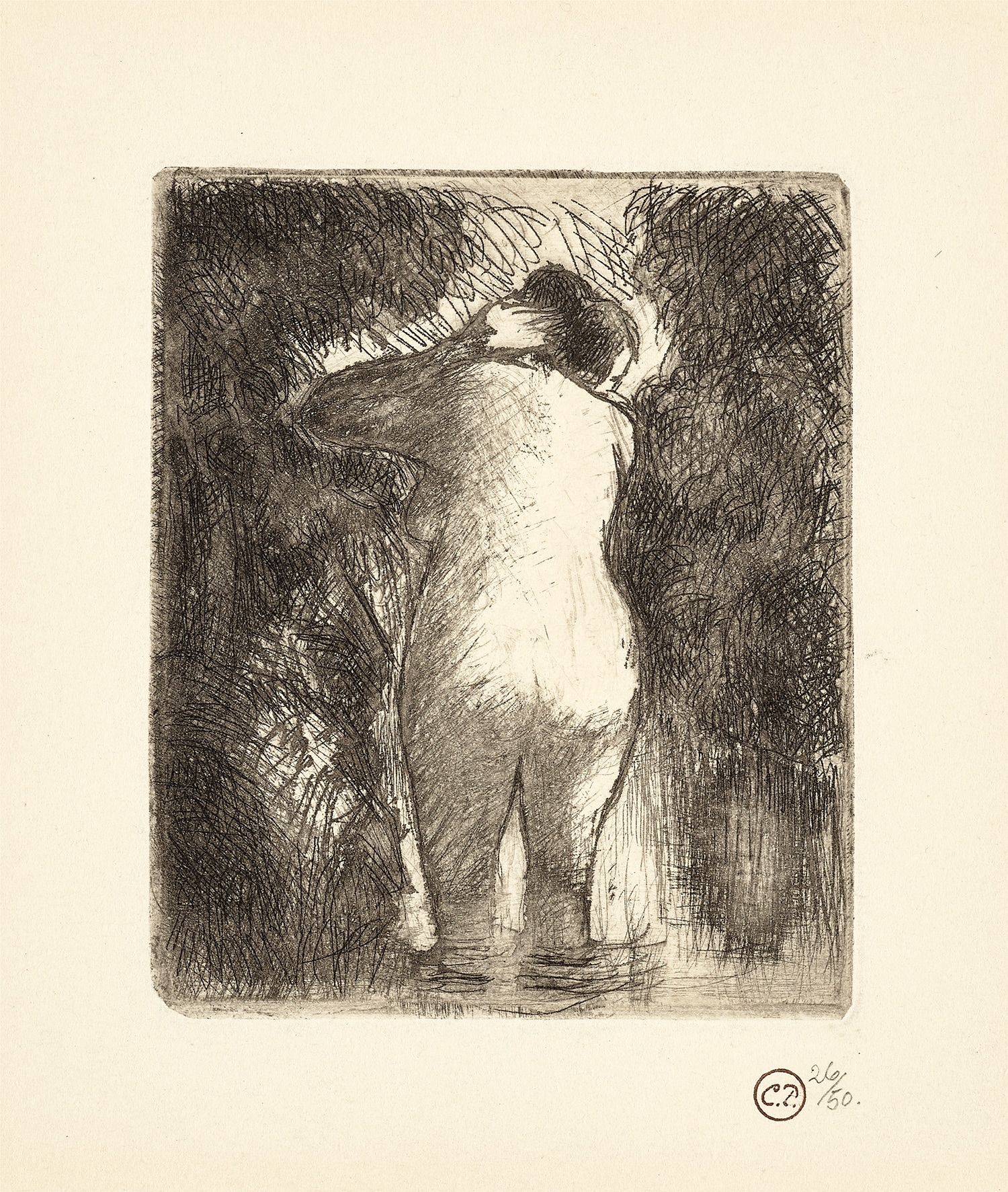 Camille Pissarro — Baigneuse vue de dos (Bather Seen from Behind) (D. 114)