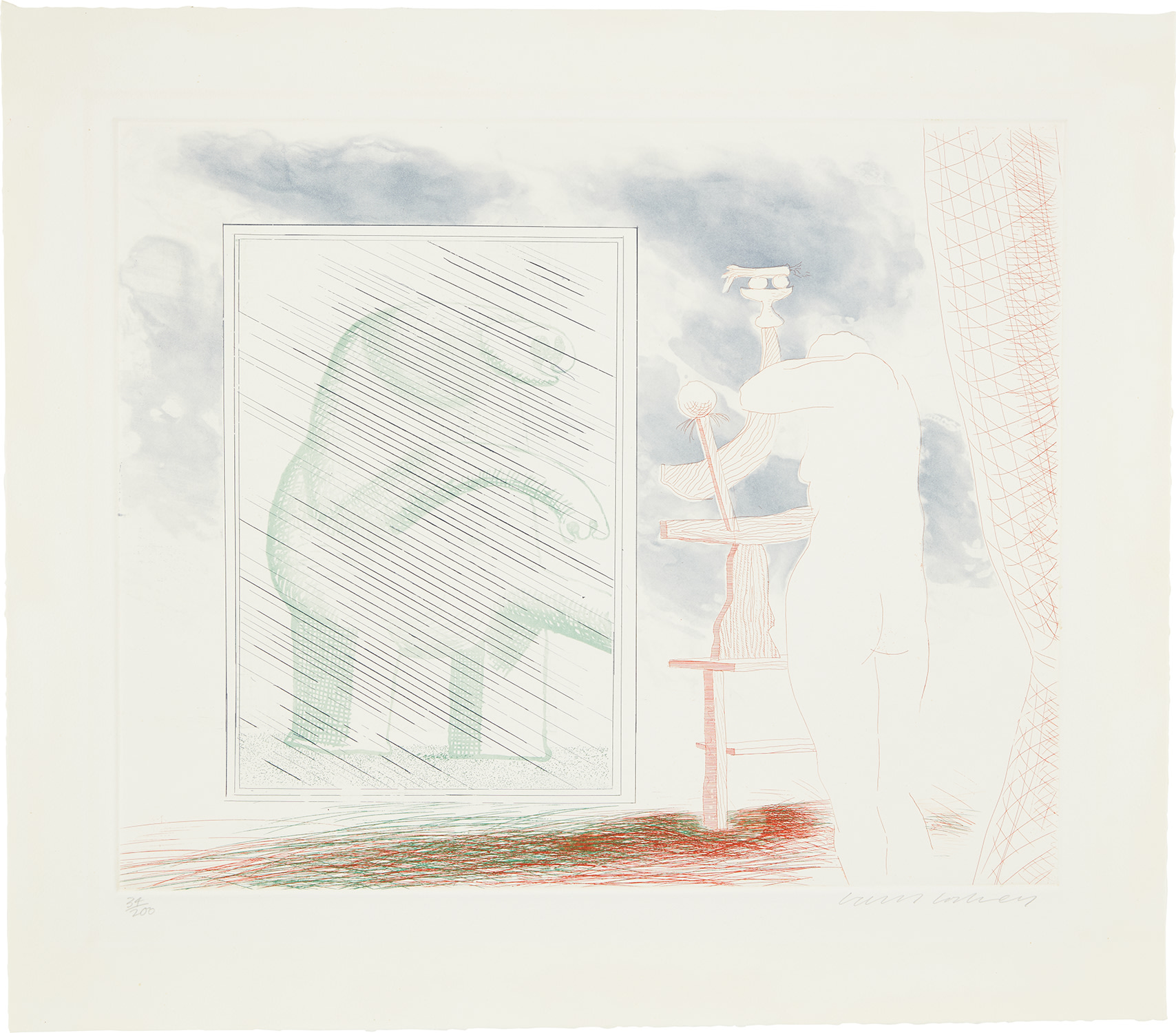 David Hockney — A Picture of Ourselves, from The Blue Guitar (S.A.C. 210, M.C.A.T. 189)