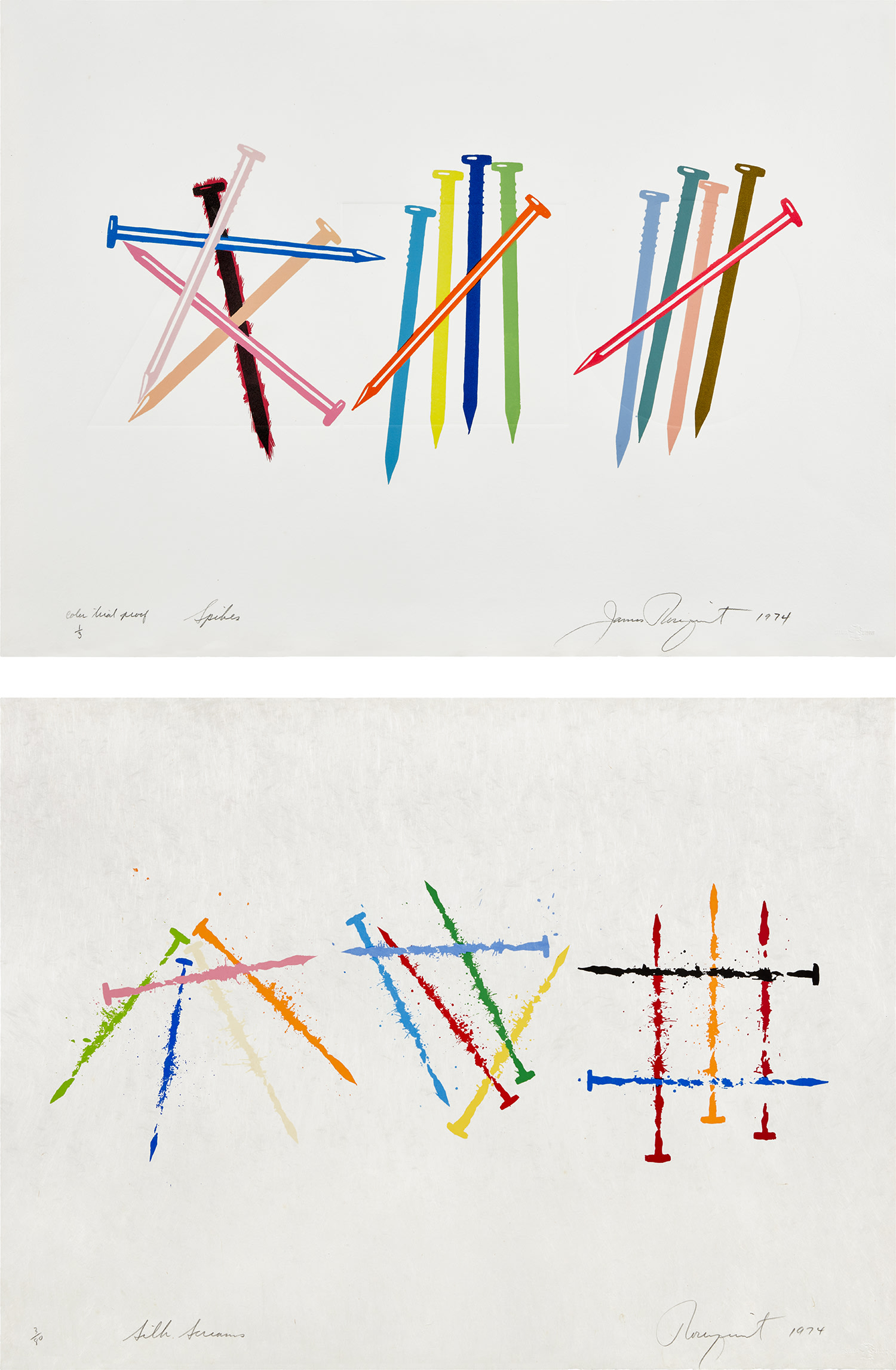 James Rosenquist — Spikes; and Silk Screams (S. 1974.29 & 1974.31, G. 74 & 76)