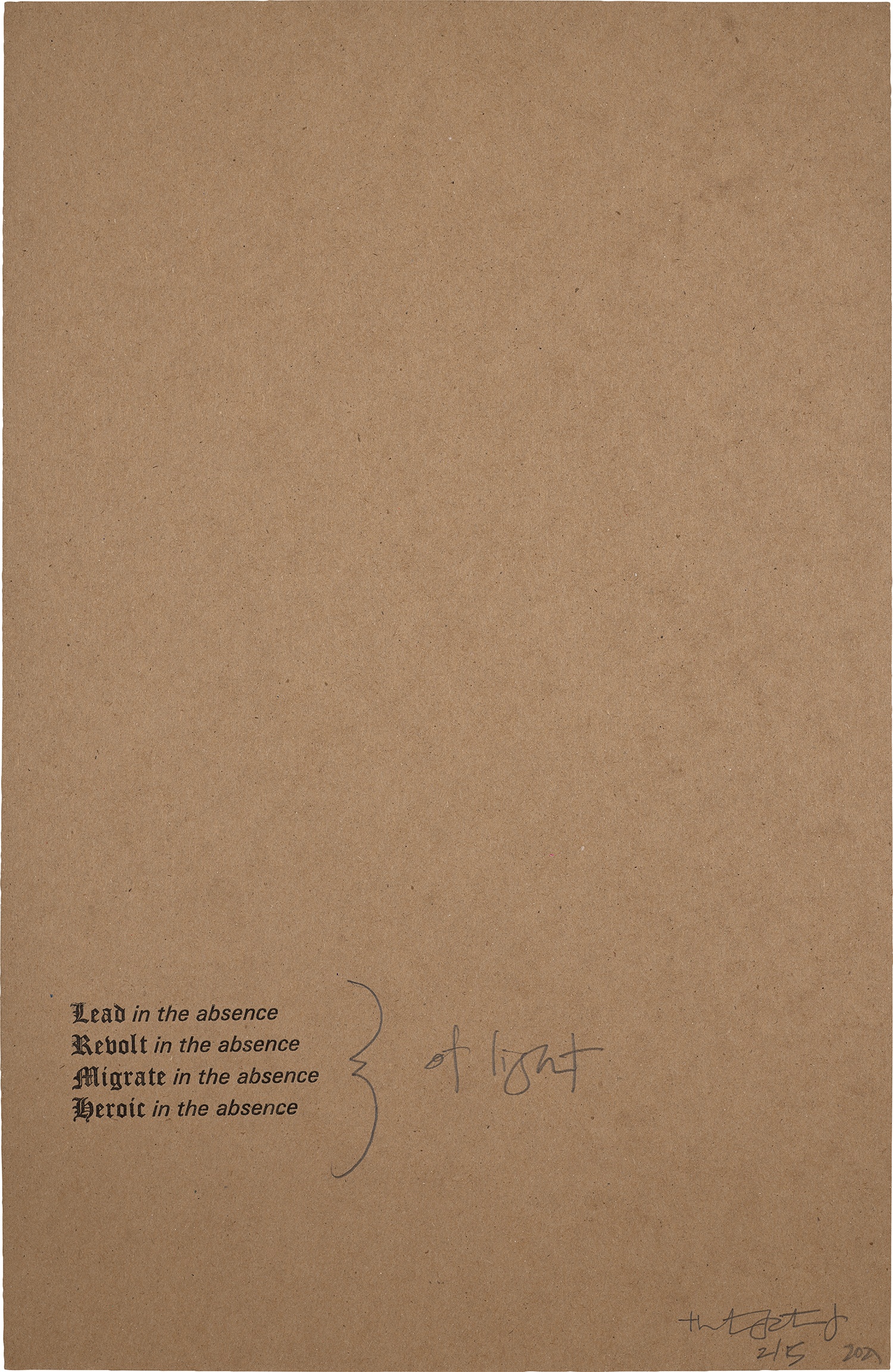 Theaster Gates — Lead in the absence Revolt in the absence Migrate in the absence Heroic in the absence of light