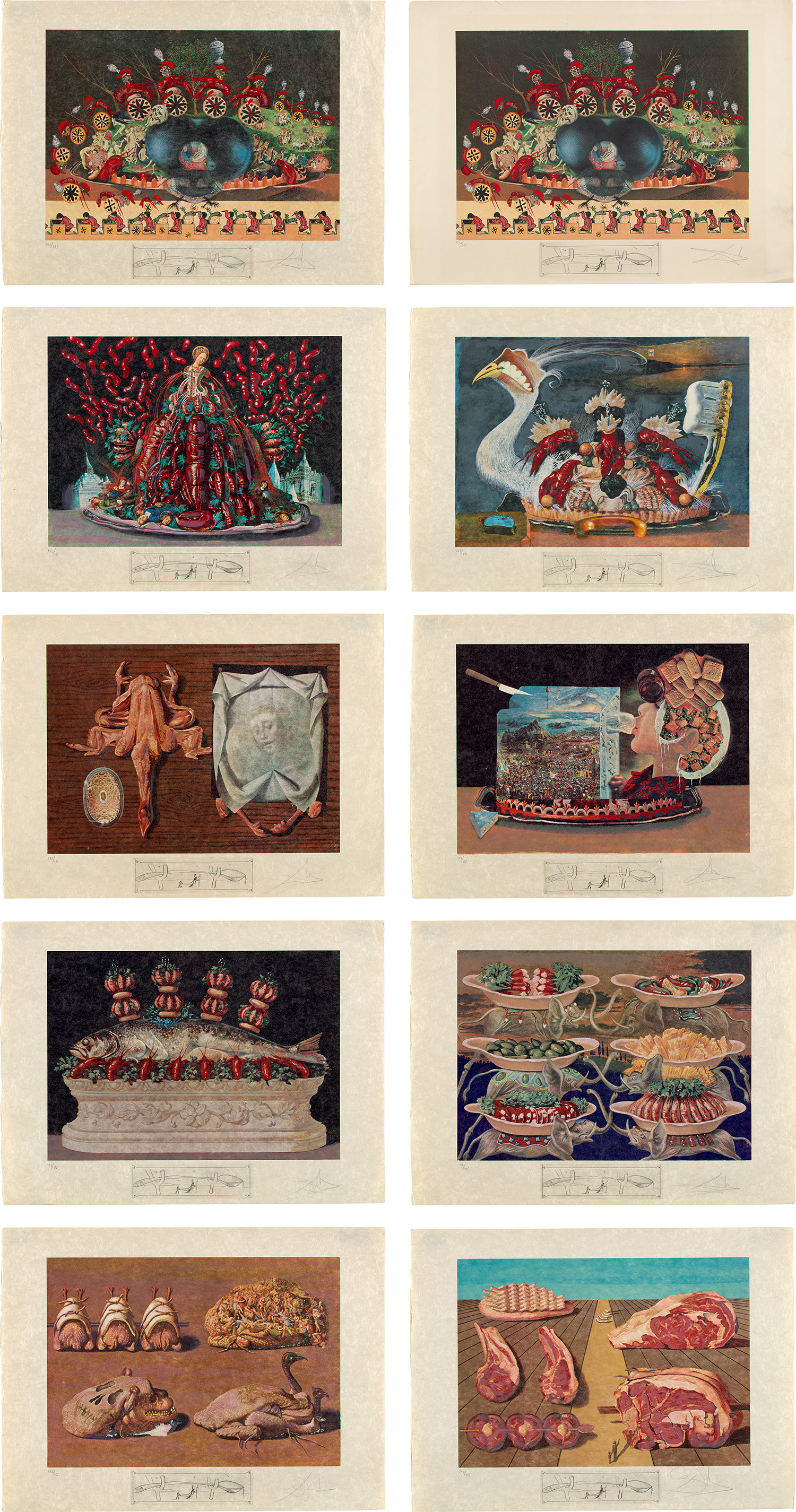 Salvador Dalí — Les Dîners de Gala (Gala's Dinners): 10 plates