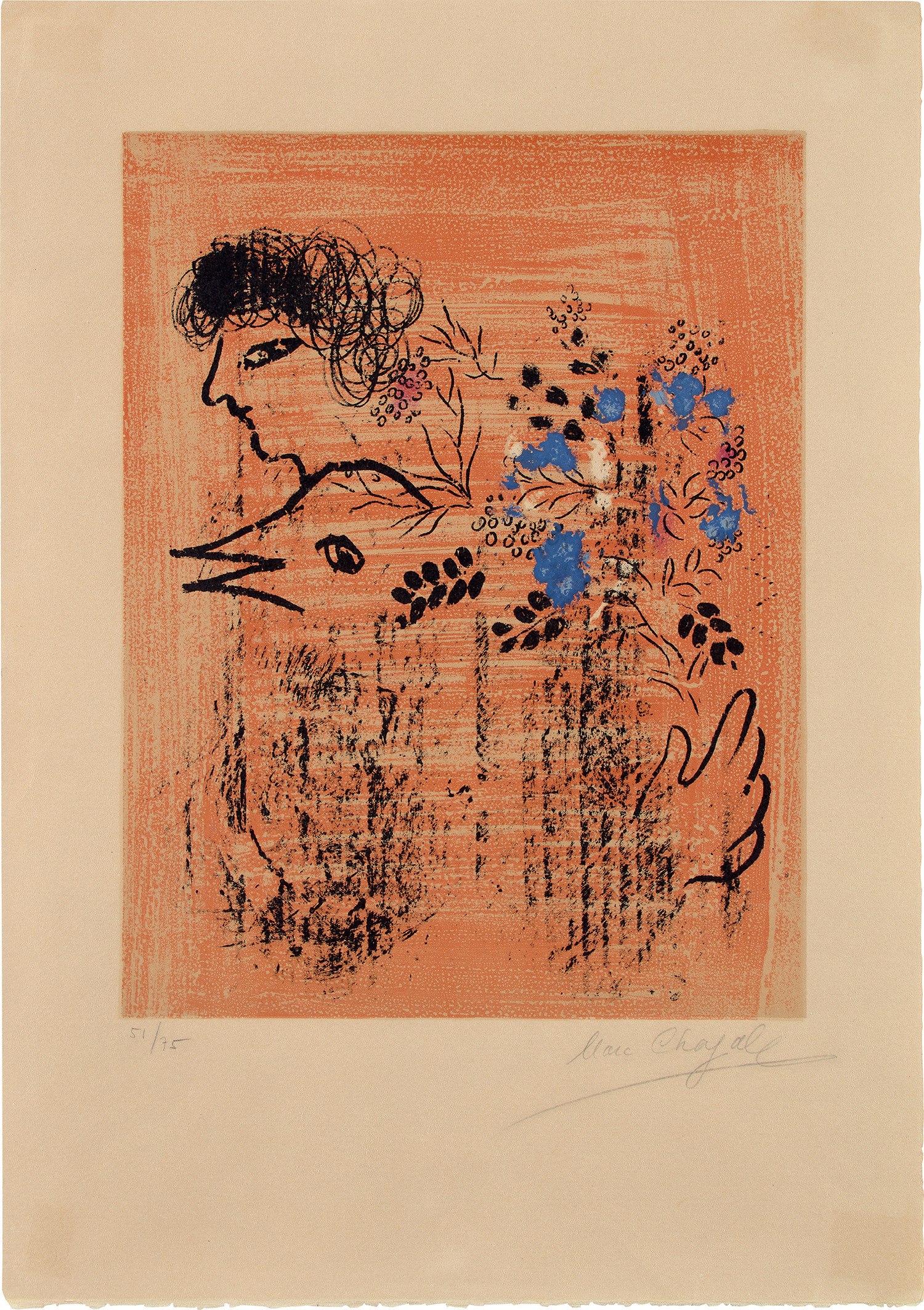 Marc Chagall — Bouquet à l'oiseau (Bird and Bouquet)