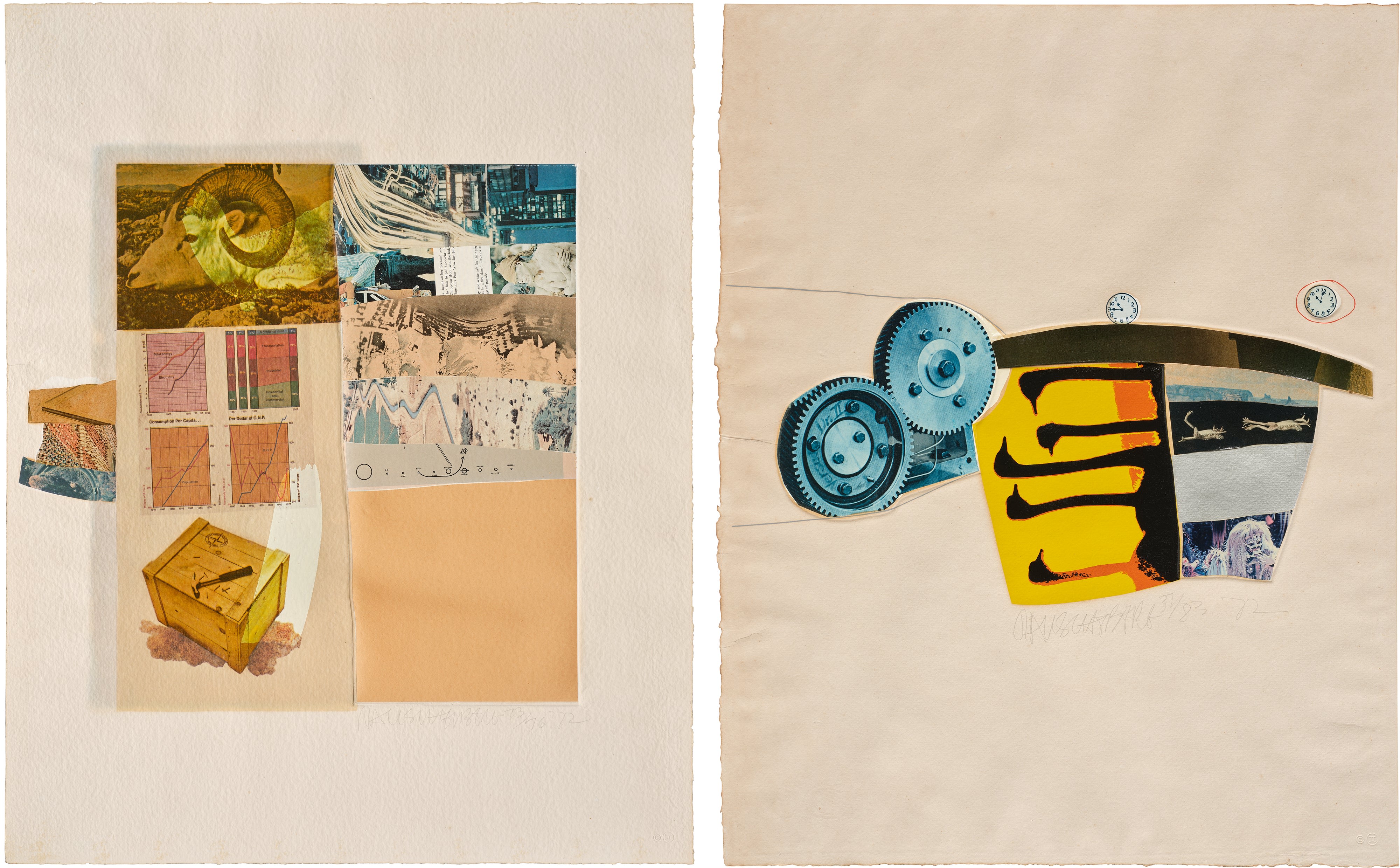 Robert Rauschenberg — Horsefeathers Thirteen-I; and Horsefeathers Thirteen-XIV (G. 421 & 427)