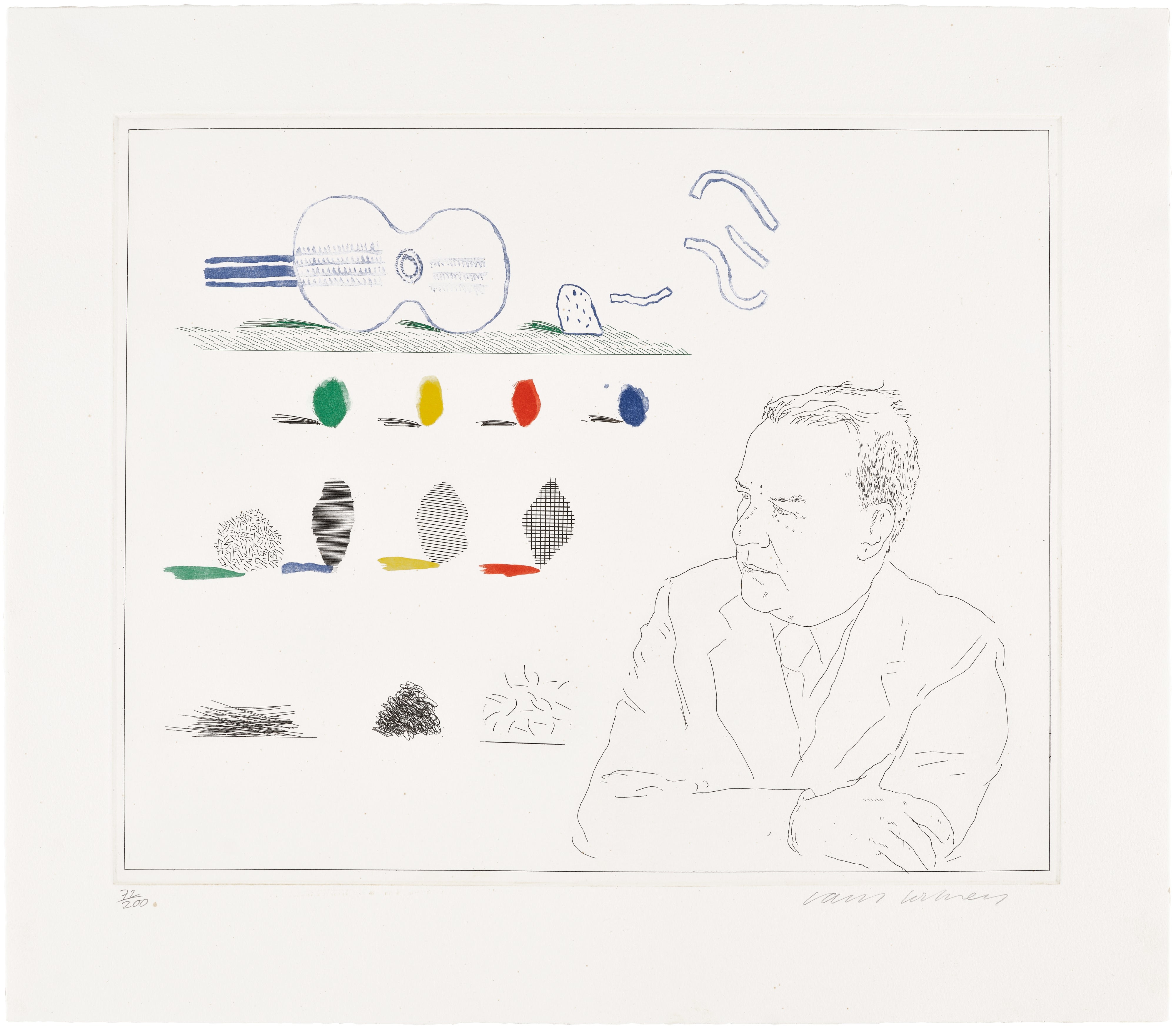 David Hockney — The Poet, plate 13 from The Blue Guitar (S.A.C. 211, M.C.A.T. 190)