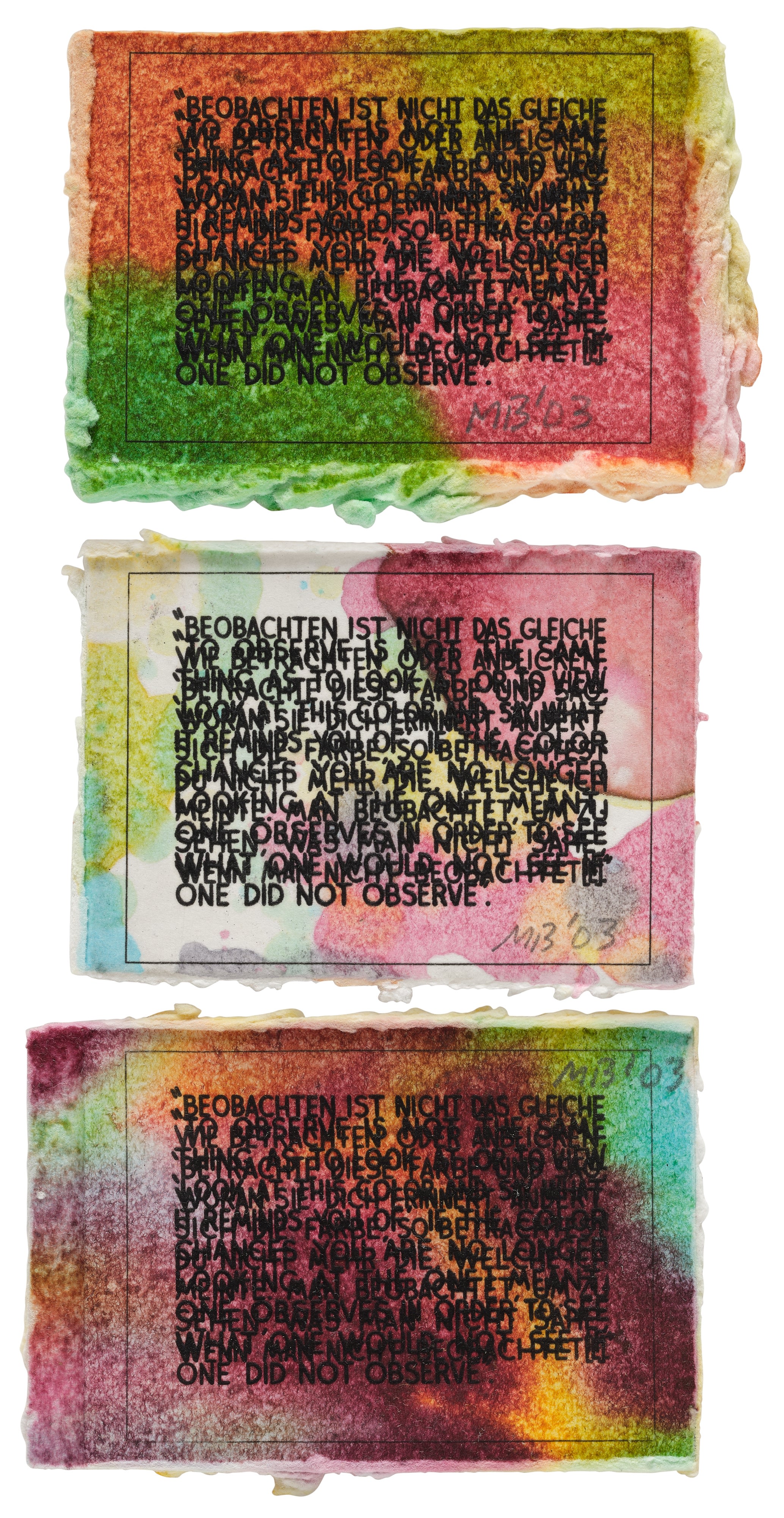 Mel Bochner — If The Color Changes; If The Color Changes; and If The Color Changes