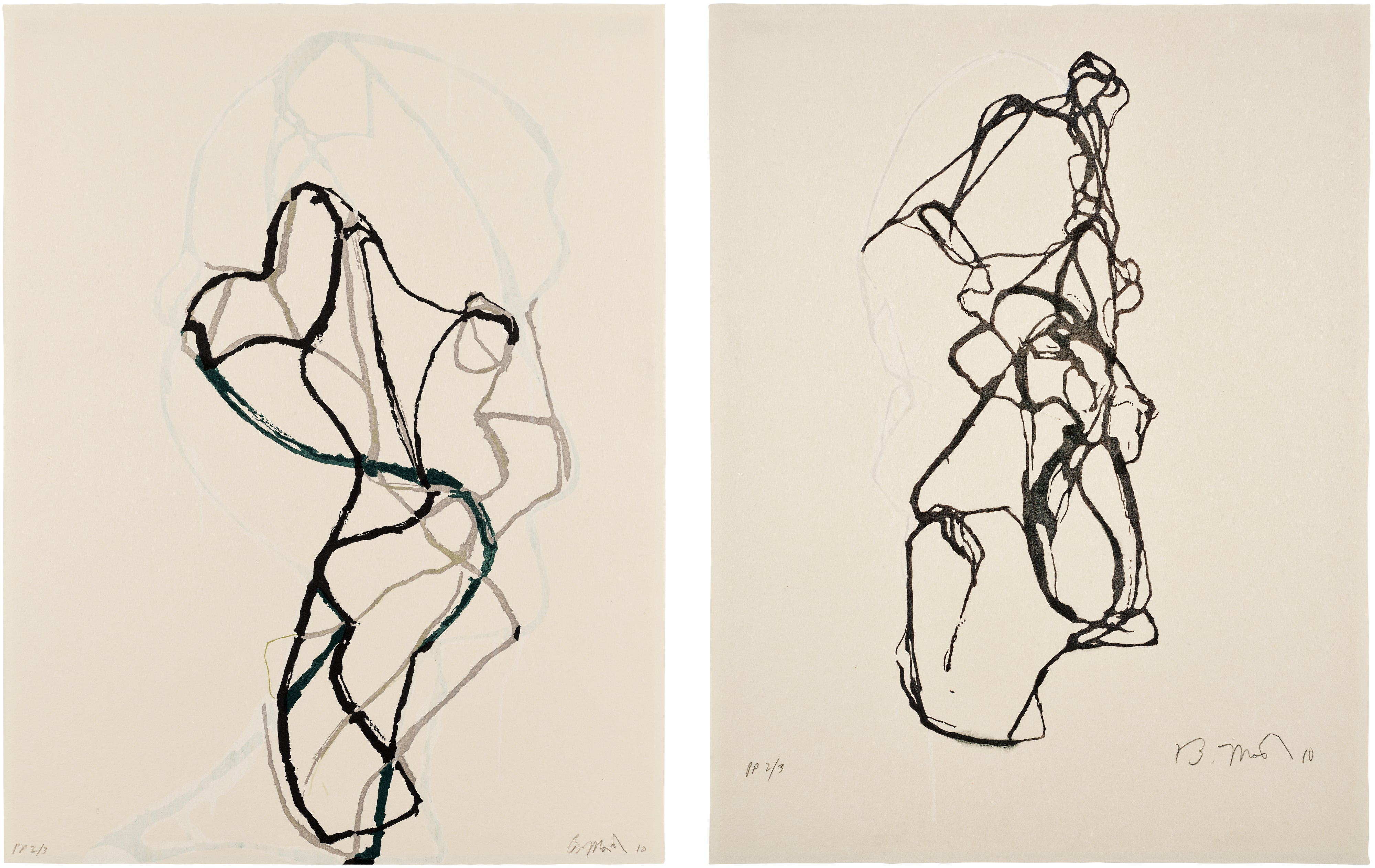 Brice Marden — Zen Print #1; and Zen Print #2