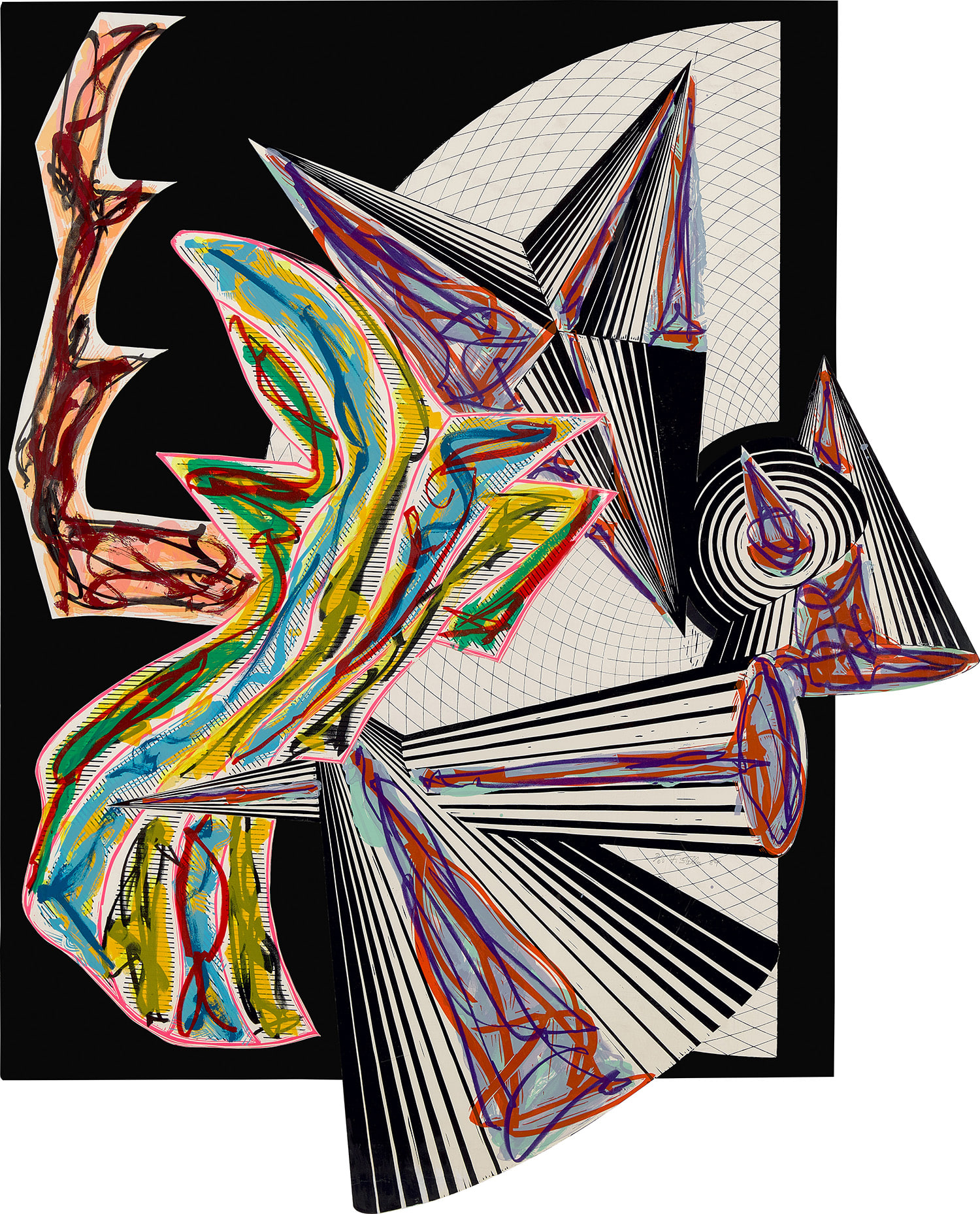 Frank Stella — Then Came Death and Took the Butcher, from Illustrations after El Lissitzsky's Had Gadya