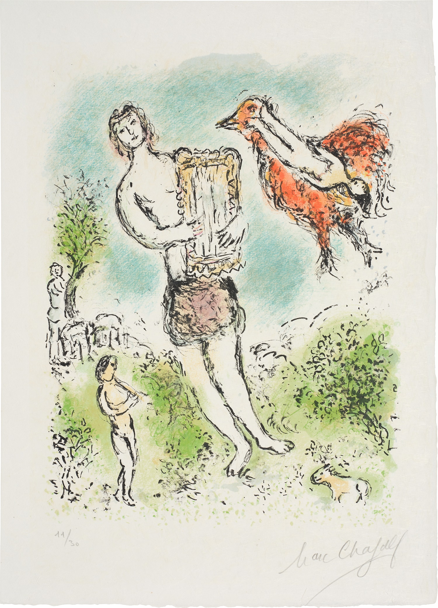 Marc Chagall — Theoklymenos, plate 14 from Homère: L'Odyssée II (Theoklymenos, plate 14 from Homer's: Odyssey II) (M. 816, see C. bks 96)