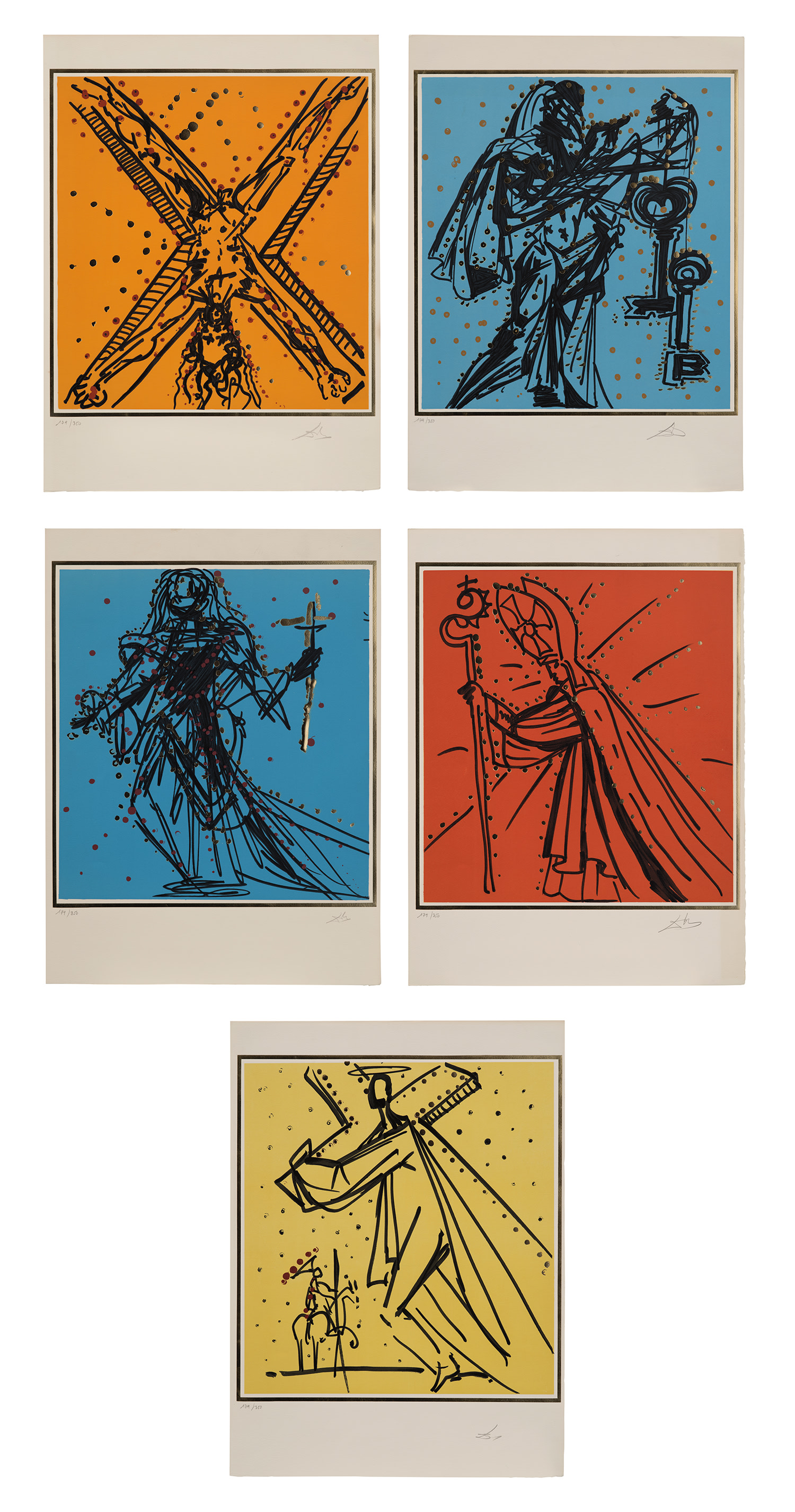 Salvador Dalí — Knights of the Round Table: five plates (M. & L. 1504-1505; 1508-1510)