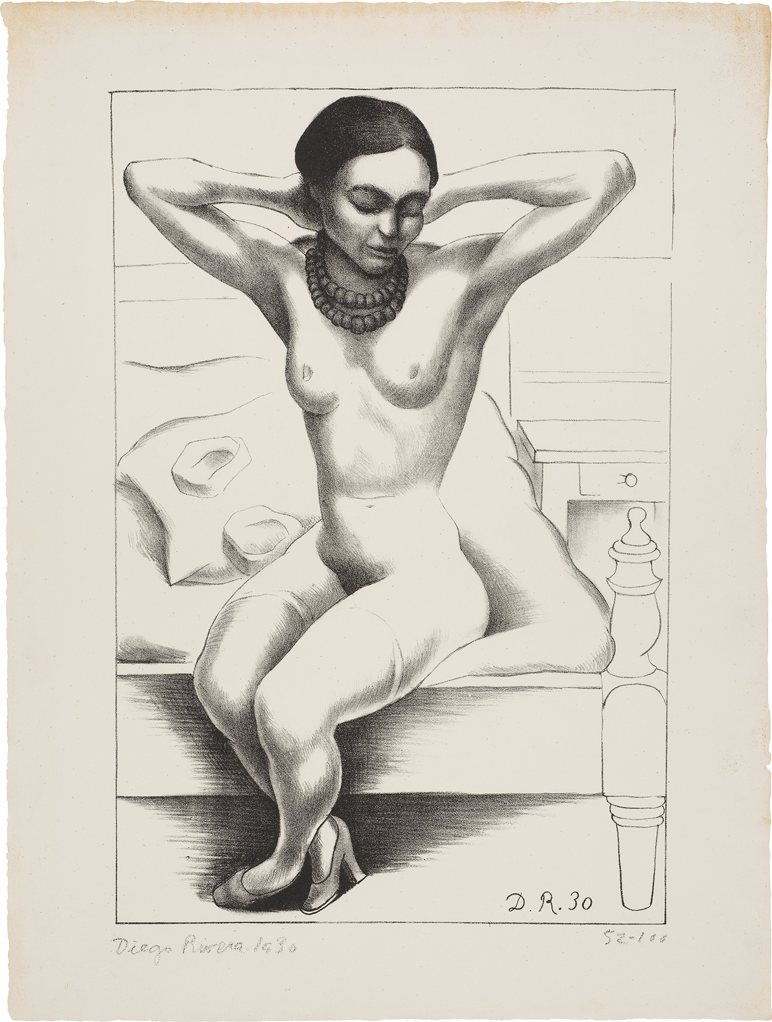 Diego Rivera — Desnudo sentado con brazos levantados (Frida Kahlo) (Seated Nude with Raised Arms, Frida Kahlo) (G. 893)