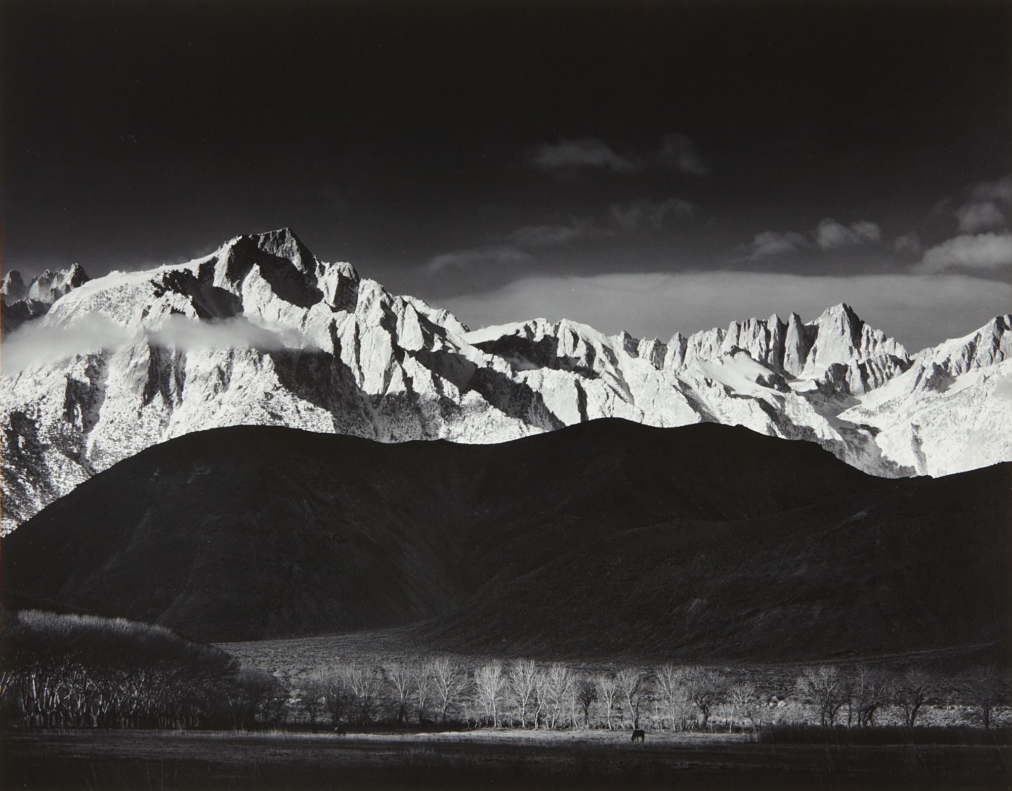 Ansel Adams — Winter Sunrise, Sierra Nevada from Lone Pine, California