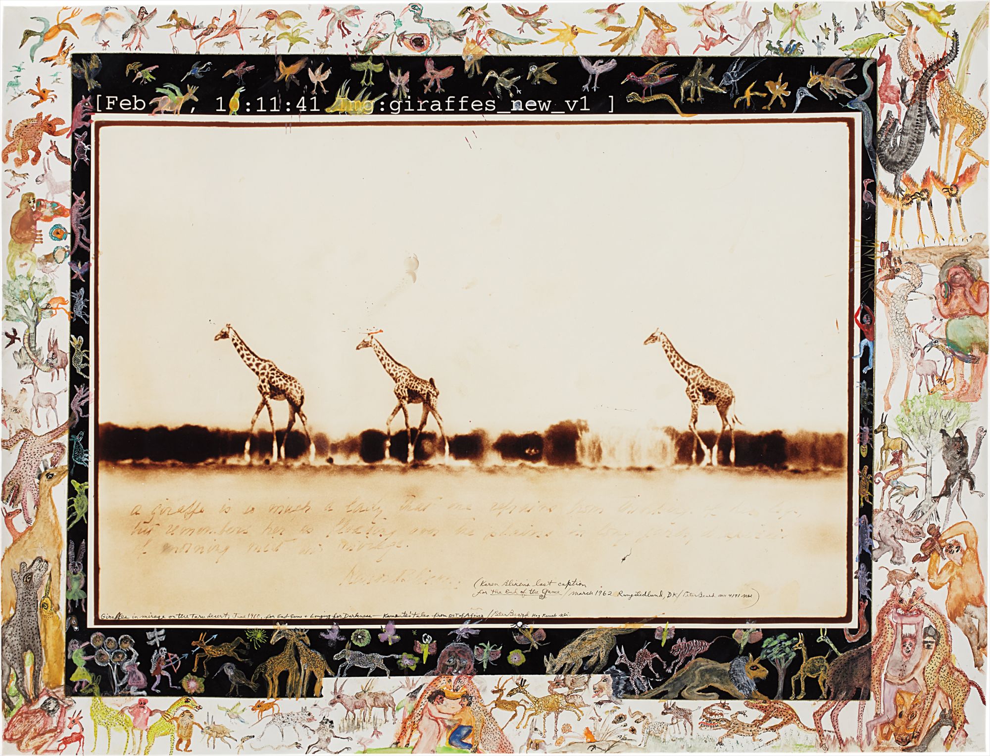 Peter Beard — Giraffes in Mirage on the Taru Desert, June