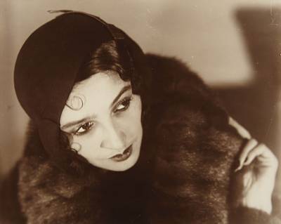 Renée Perle, Portrait in Black Hat and Fur, Paris
