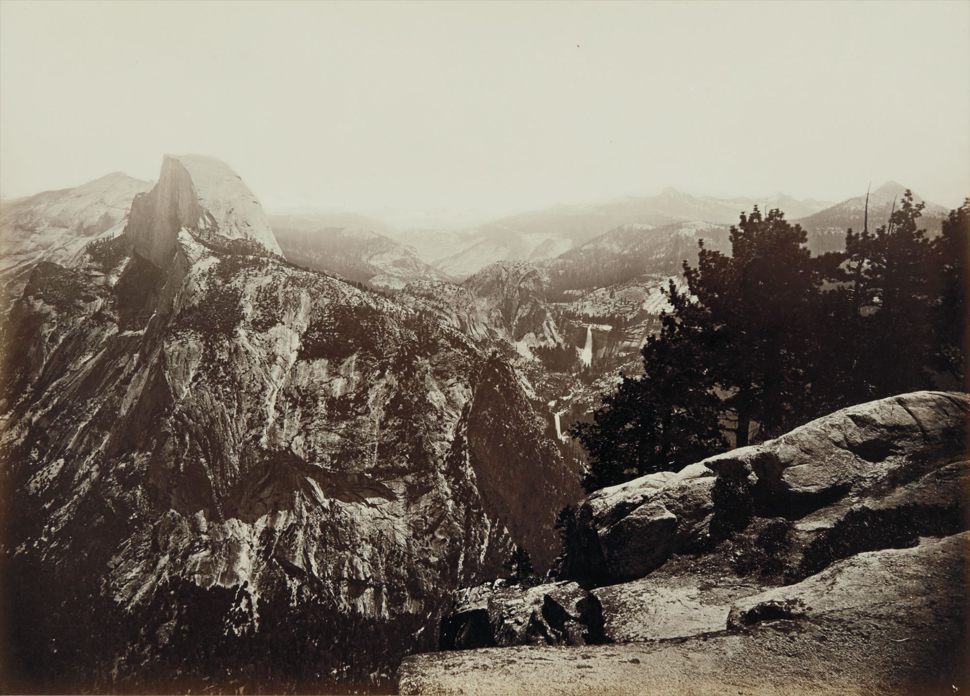The Half Dome, Vernal and Nevada Falls, from Glacier Point Yosemite