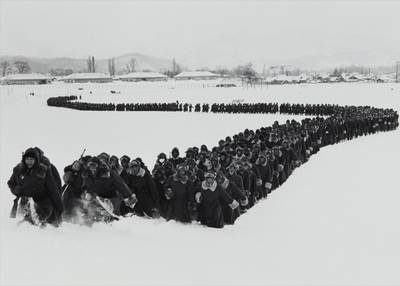 The newly created 'Japanese Police Force' moves out of camp for winter training, Hokkaido, Japan