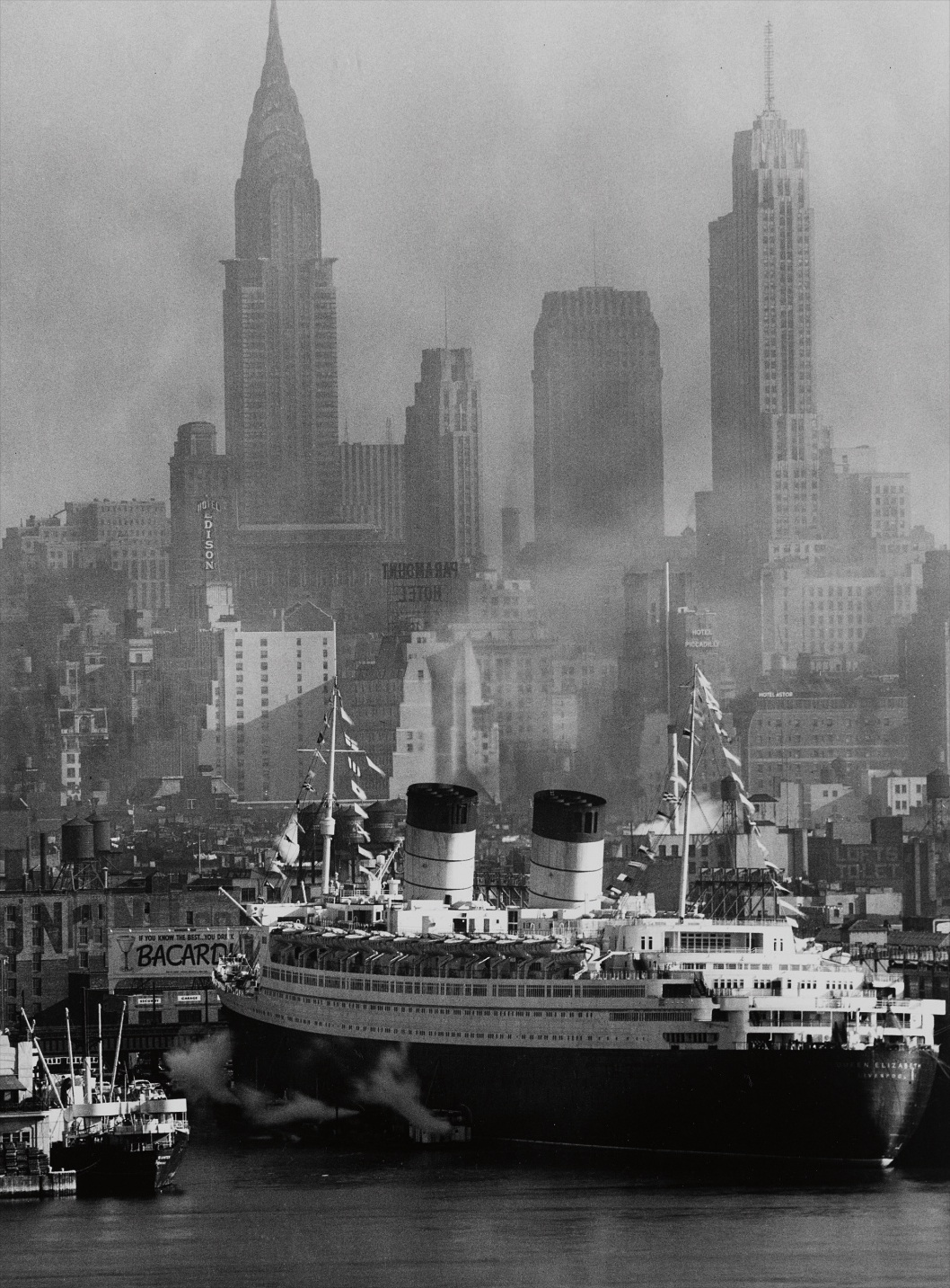 Queen Elizabeth in New York Harbor
