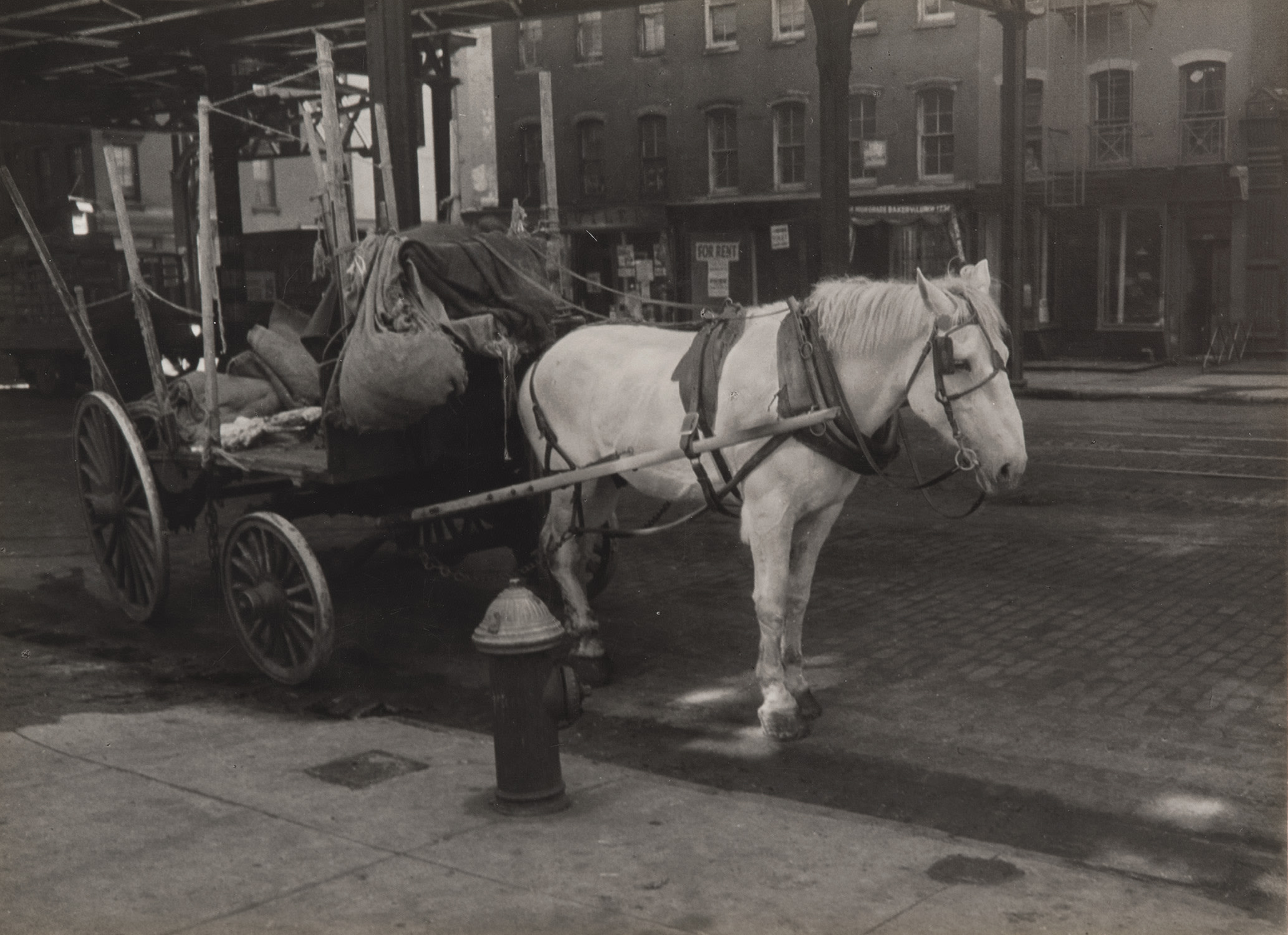 Ansel Adams — Horse and Cart Under the El, New York City