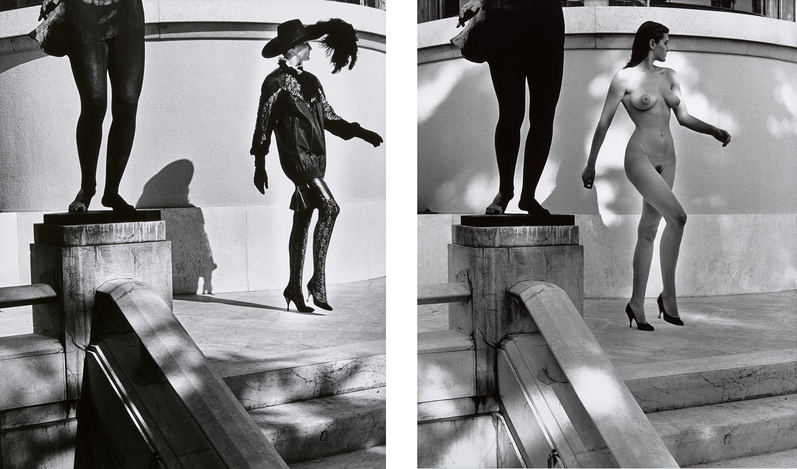 Helmut Newton — Brescia, 14:00 Dressed and 15:30 Naked (Sylvia Walking)