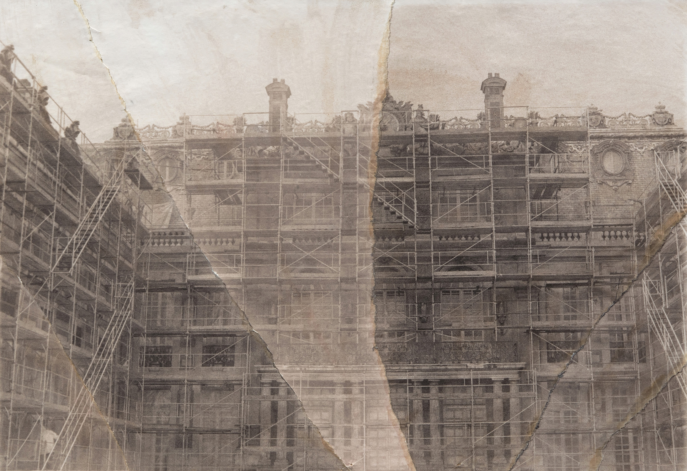 Deborah Turbeville — Façade of Versailles with scaffolding, France