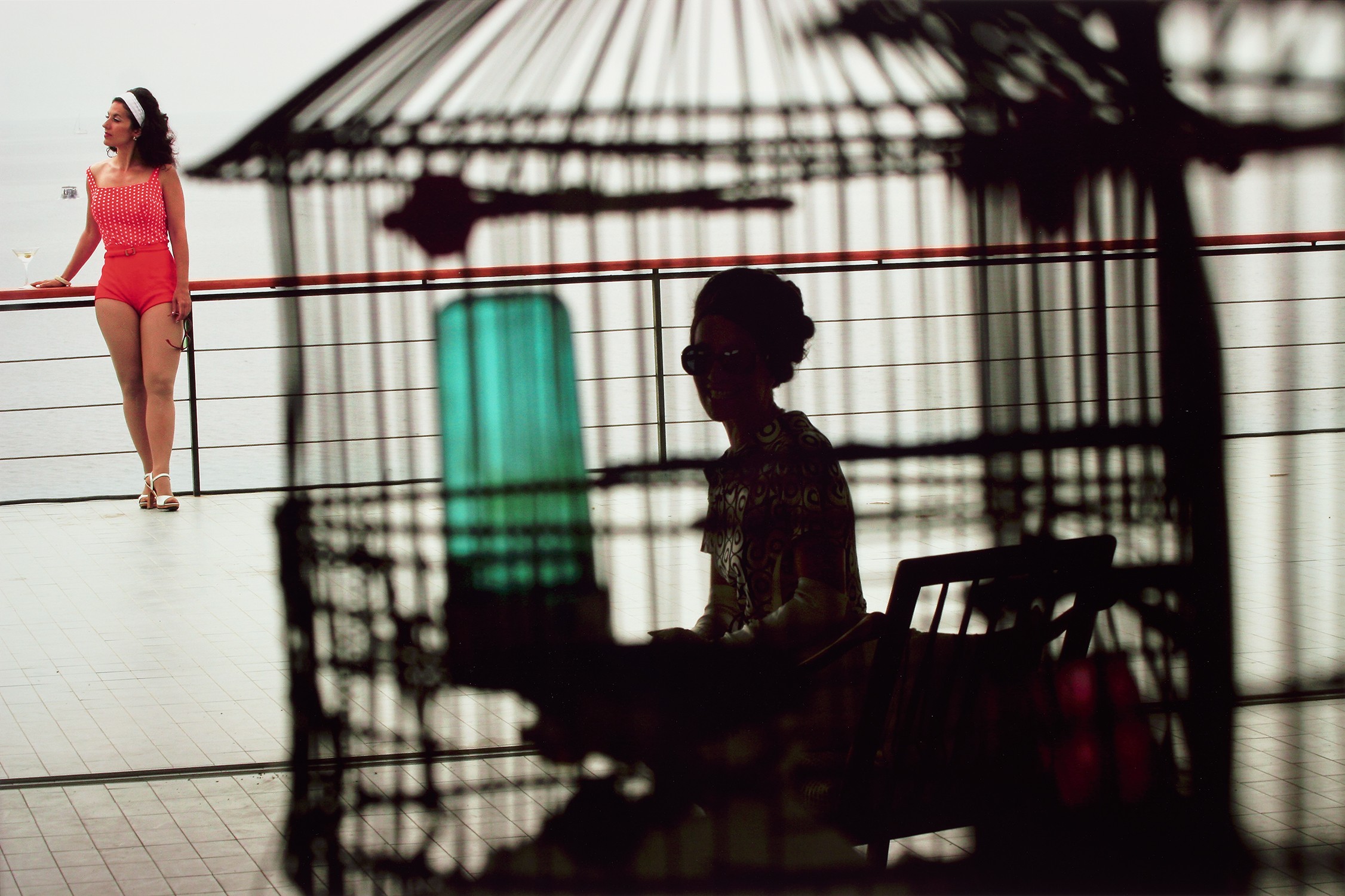 Themis in the Birdcage (film still from Rape of the Sabine Women)