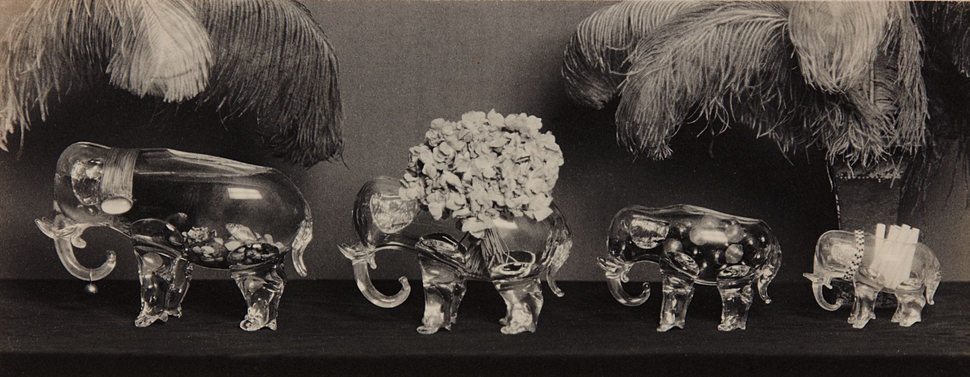 Four Glass Elephants
