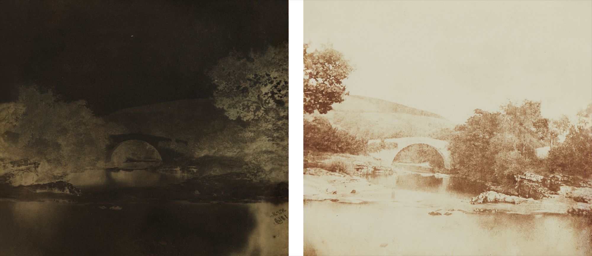 Nevil Story Maskelyne — One-Arch Bridge, Breconshire (negative and positive)