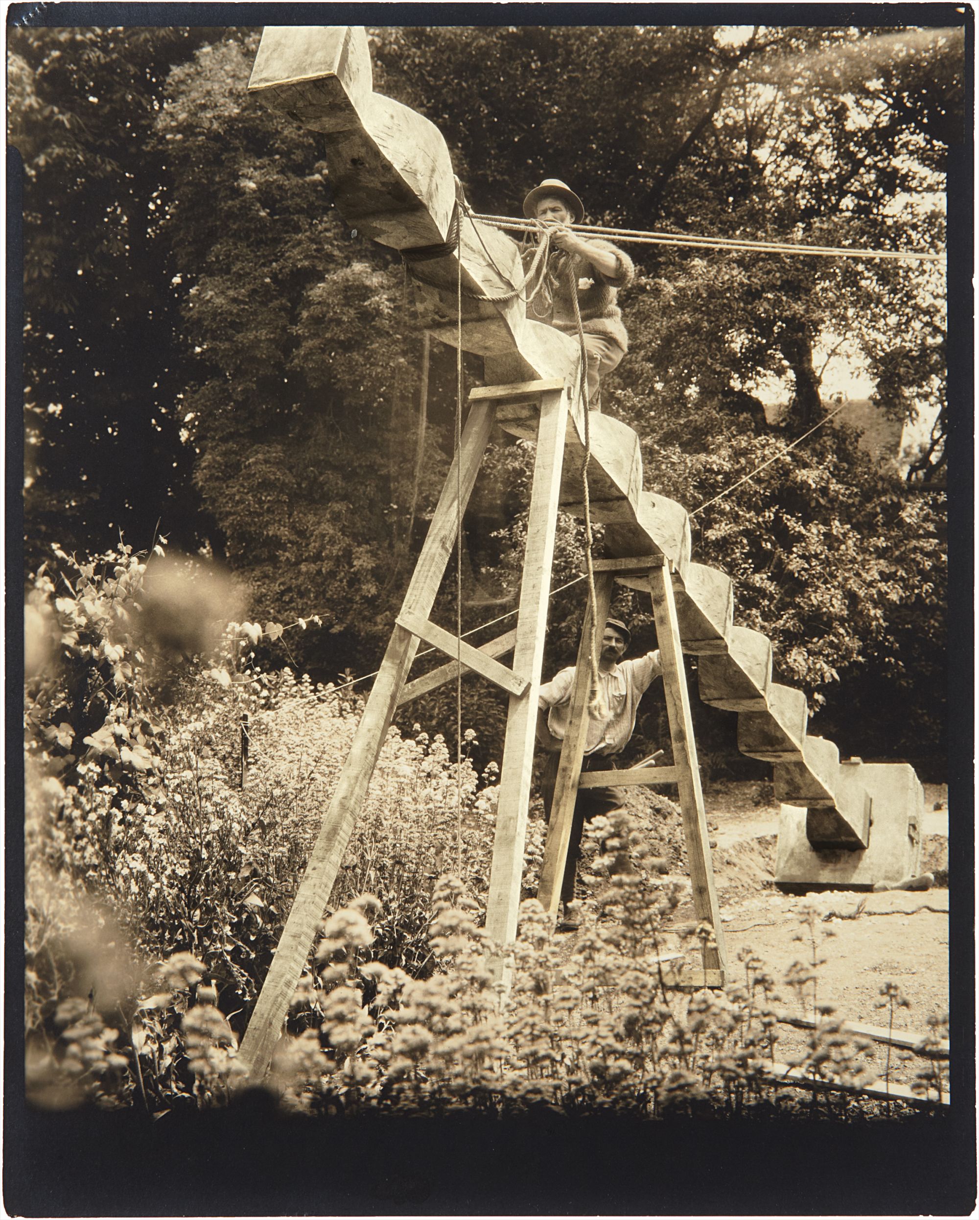 Edward Steichen — Brancusi, Endless Column in Steichen's Garden, Voulangis, France