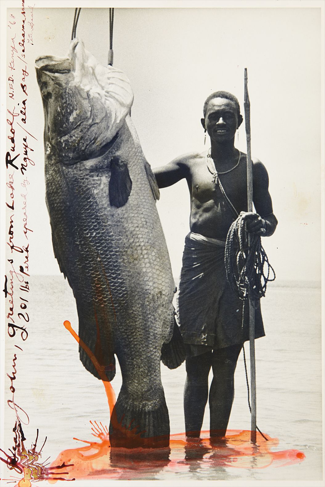 Peter Beard — Nguya and 201-lb. Nile Perch, Alia Bay, Lake Rudolf
