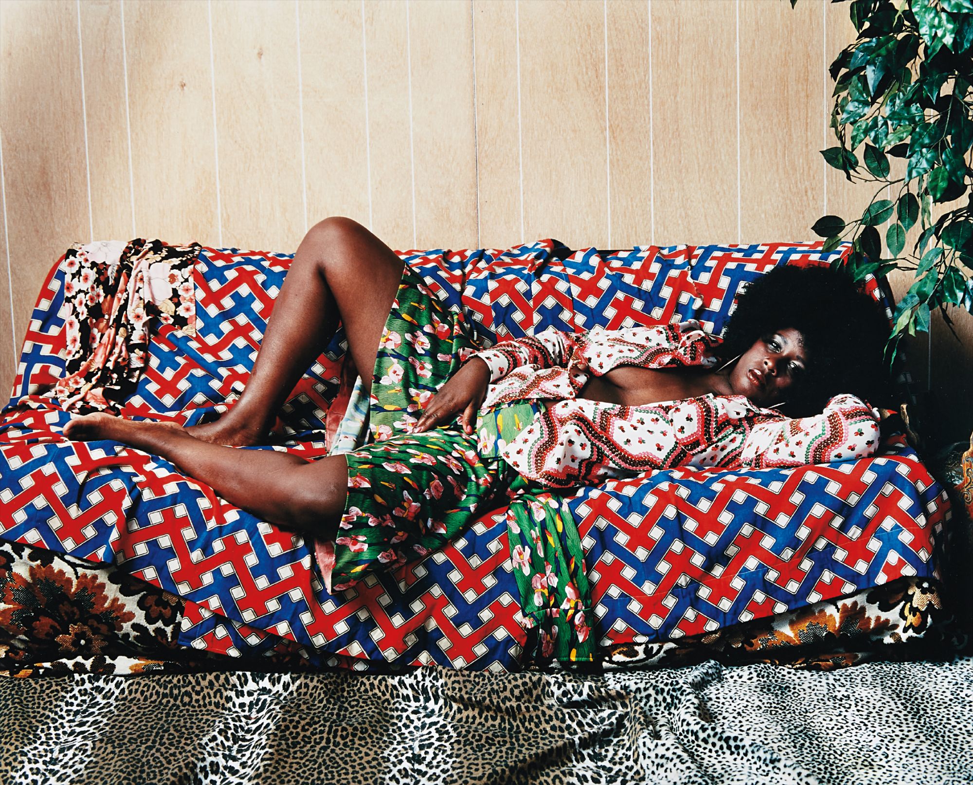 Mickalene Thomas — Afro Goddess with Hand Between Legs