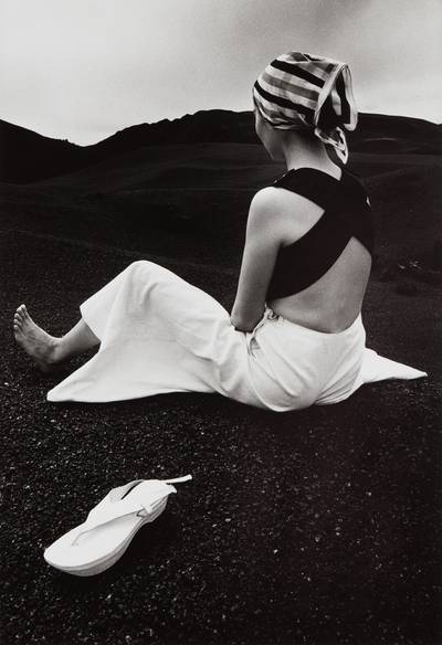 Akiko on the Black Lava of Hawaii