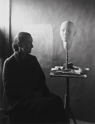 Georgia O’Keeffe and Head of O’Keeffe by Mary Callery, Ghost Ranch, New Mexico