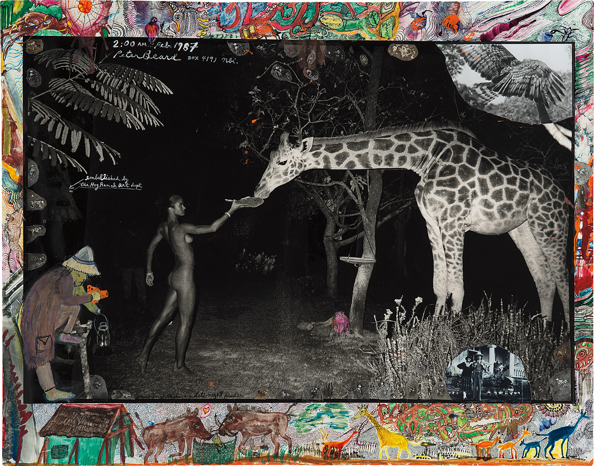 Peter Beard — Maureen Gallagher and a Late Night Feeder, 2:00am, Hog Ranch
