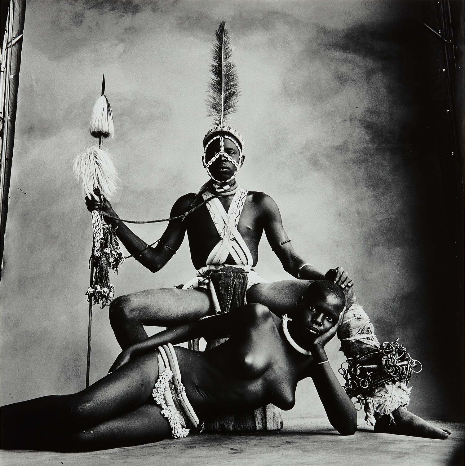 Irving Penn — Seated Warrior, Reclining Girl, Cameroon