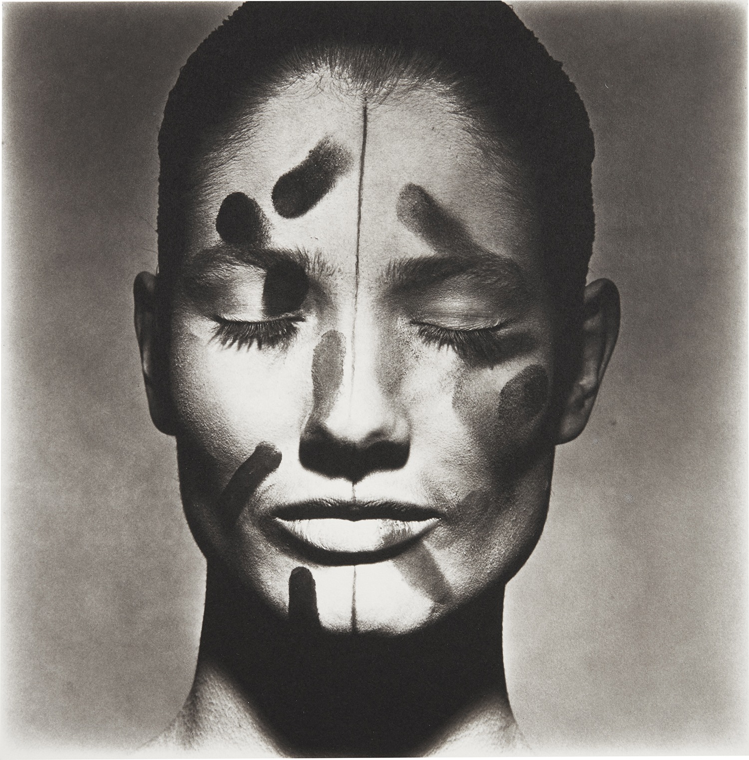 Irving Penn — Vogue Beauty head with Eyes closed (front view), New York