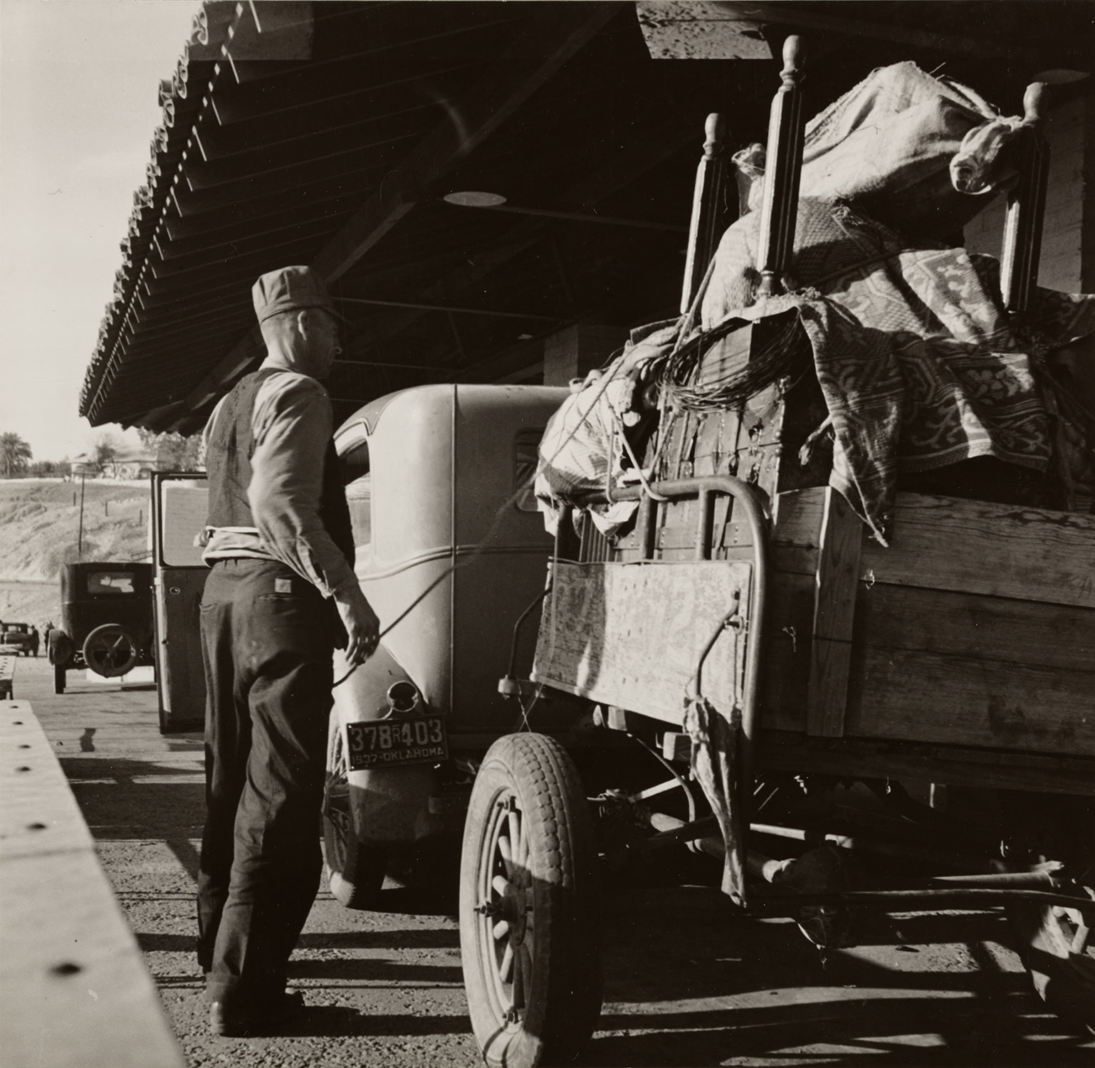Drought refugees are stopped at the inspection station in Yuma, Arizona