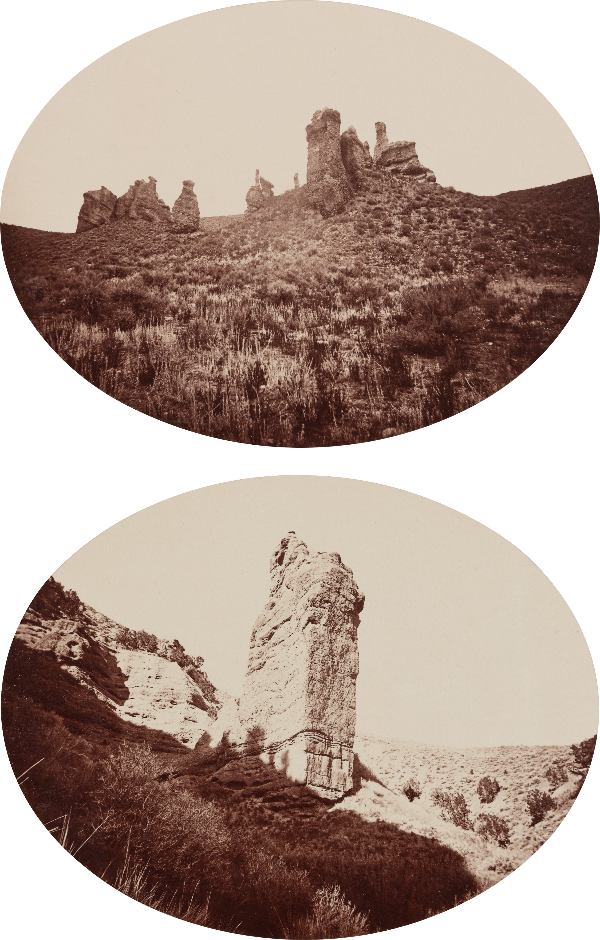Carleton Watkins — Sentinel Rock, Echo Canyon, Utah; Witches Rock, Near Echo, Utah