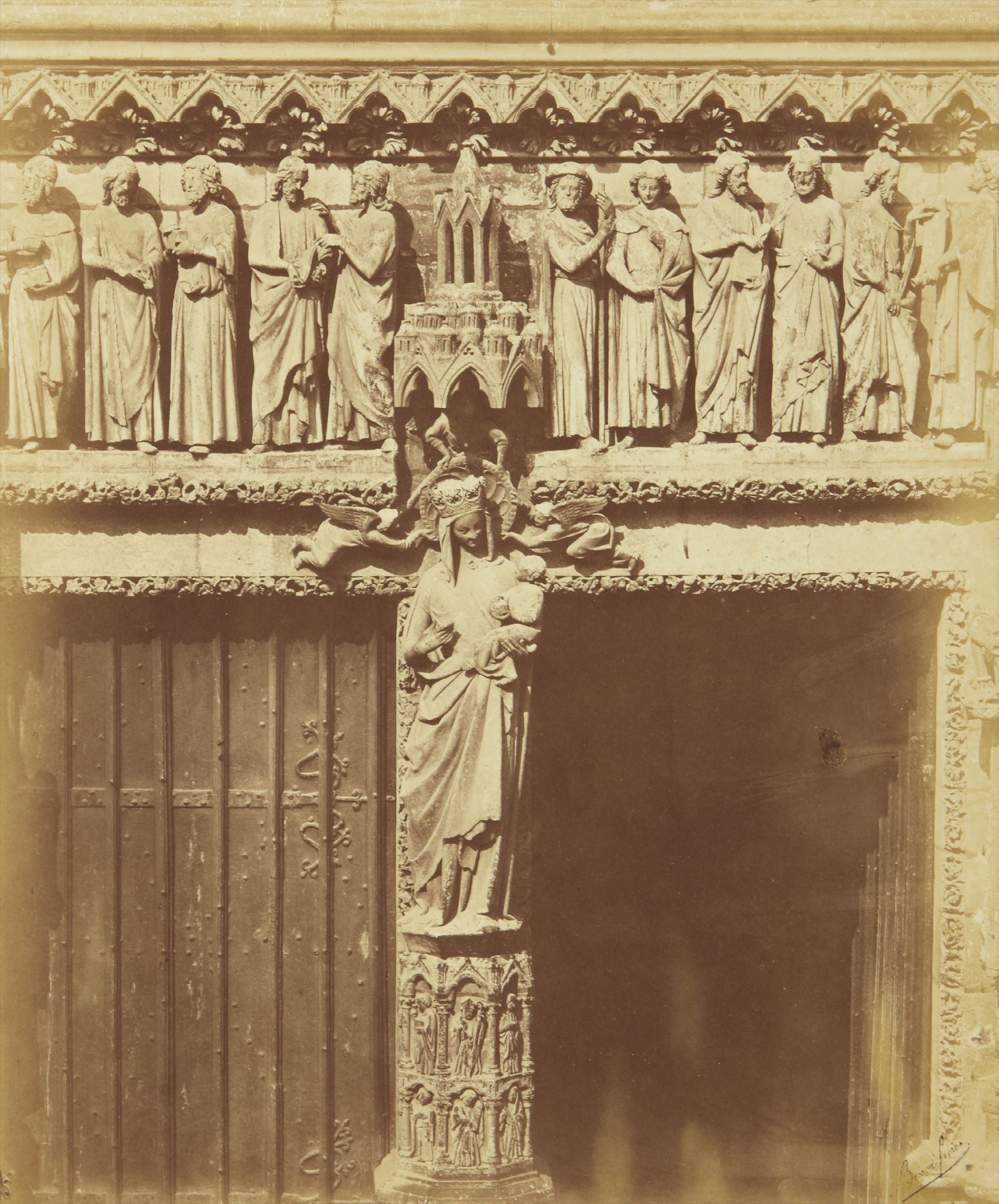 Unknown — South Transept Portal, Amiens Cathedral with Trameau Figure, Vierge Doree