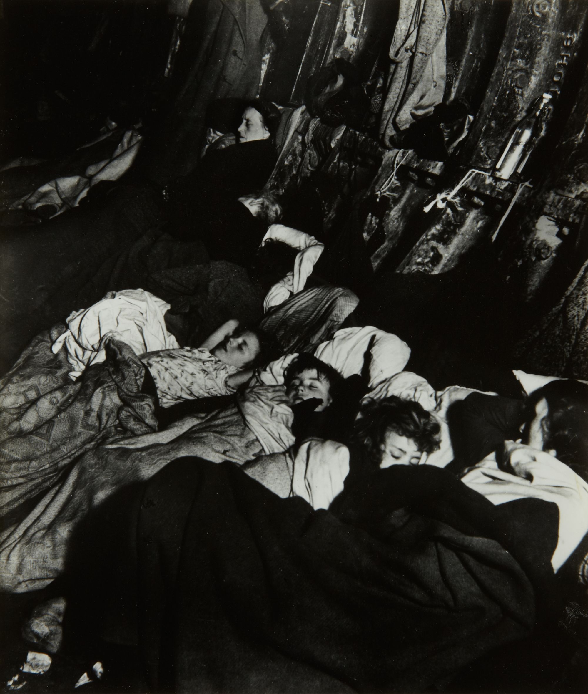 Crowded, Improvised Air-Raid Shelter in a Liverpool Street Tube Tunnel