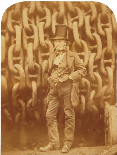 Isambard Kingdom Brunel, Builder of the Steamship “Leviathan (The Great Eastern),” Standing Against the Launching Chains