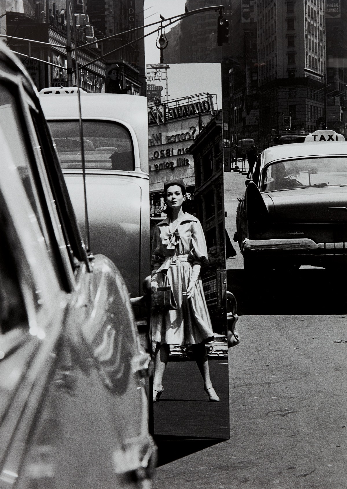 William Klein — Sandra + Mirror, Times Square, New York (Vogue)