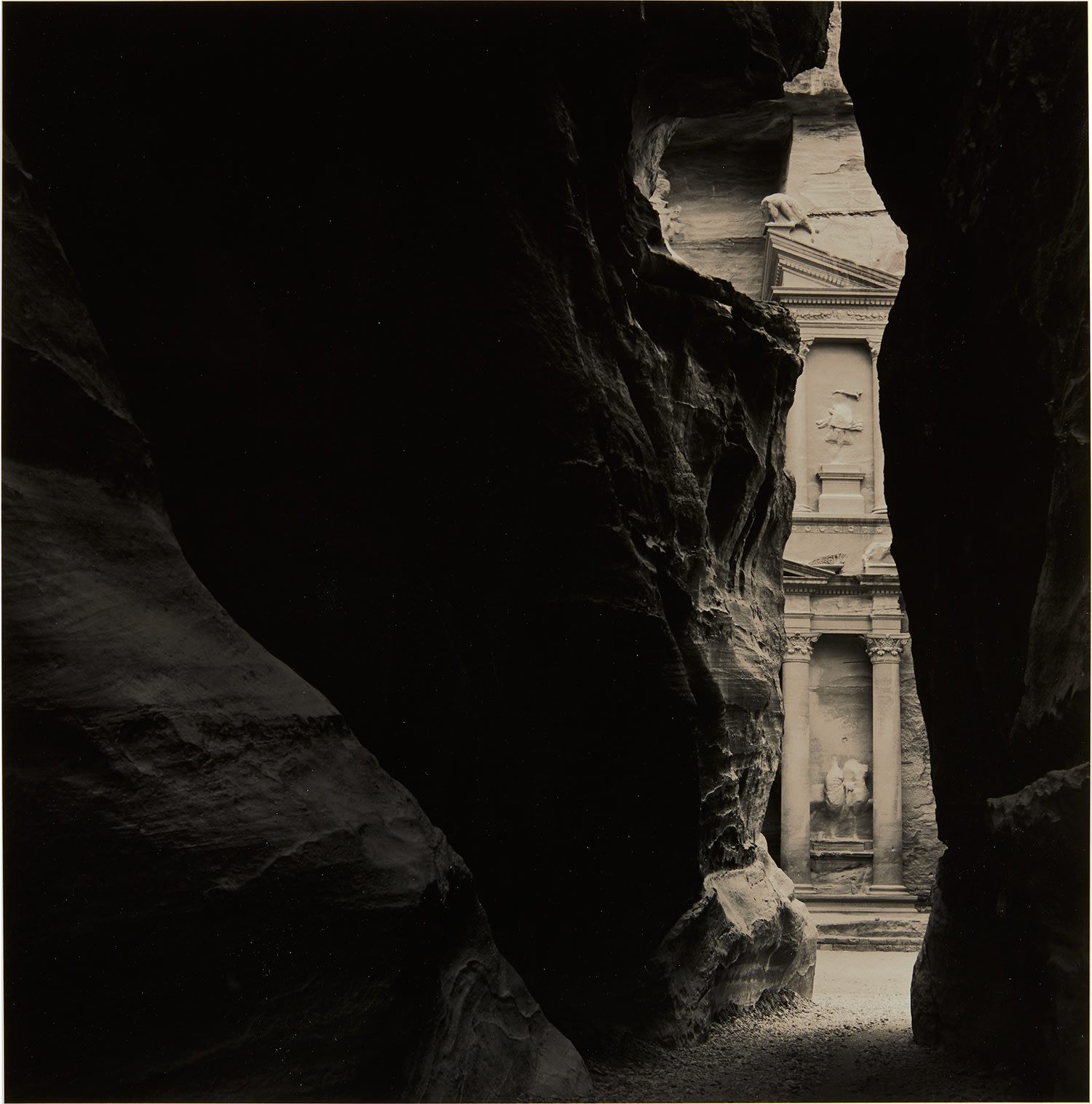 Emmet Gowin — El Khazneh from the Siq, Petra, Jordan