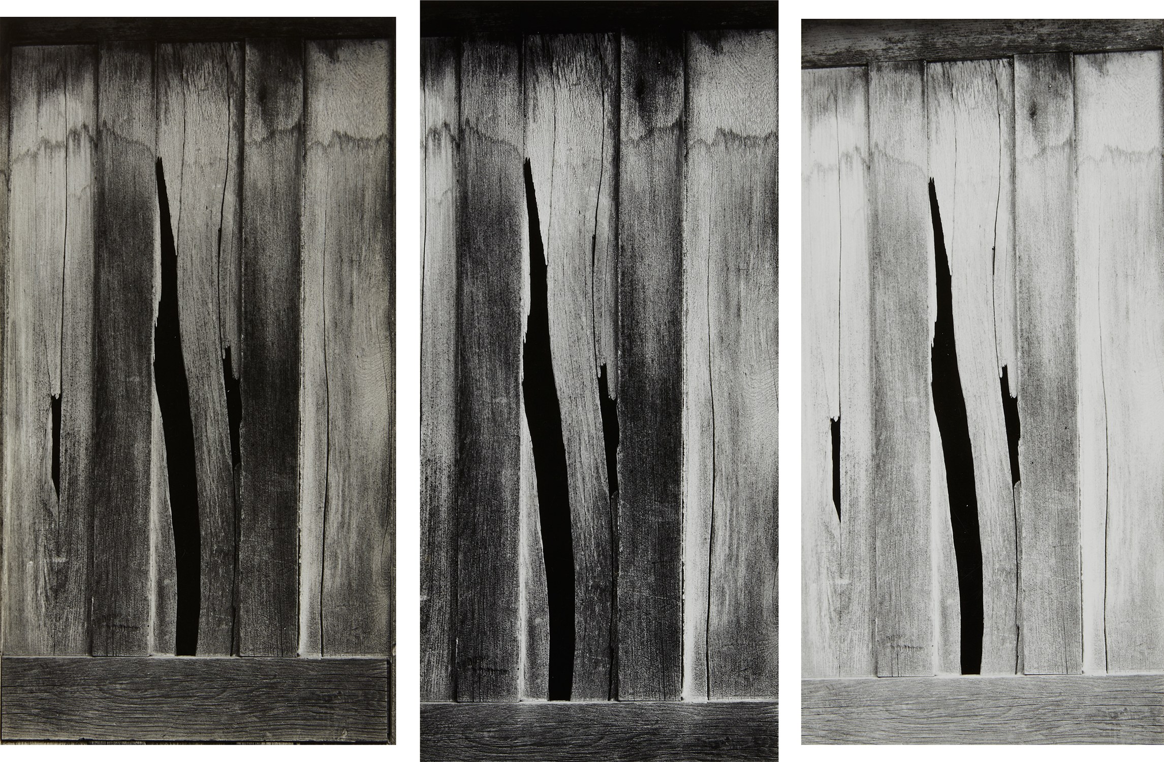 Minor White — Three Selected Images: Splintered Door (Macedon, New York)